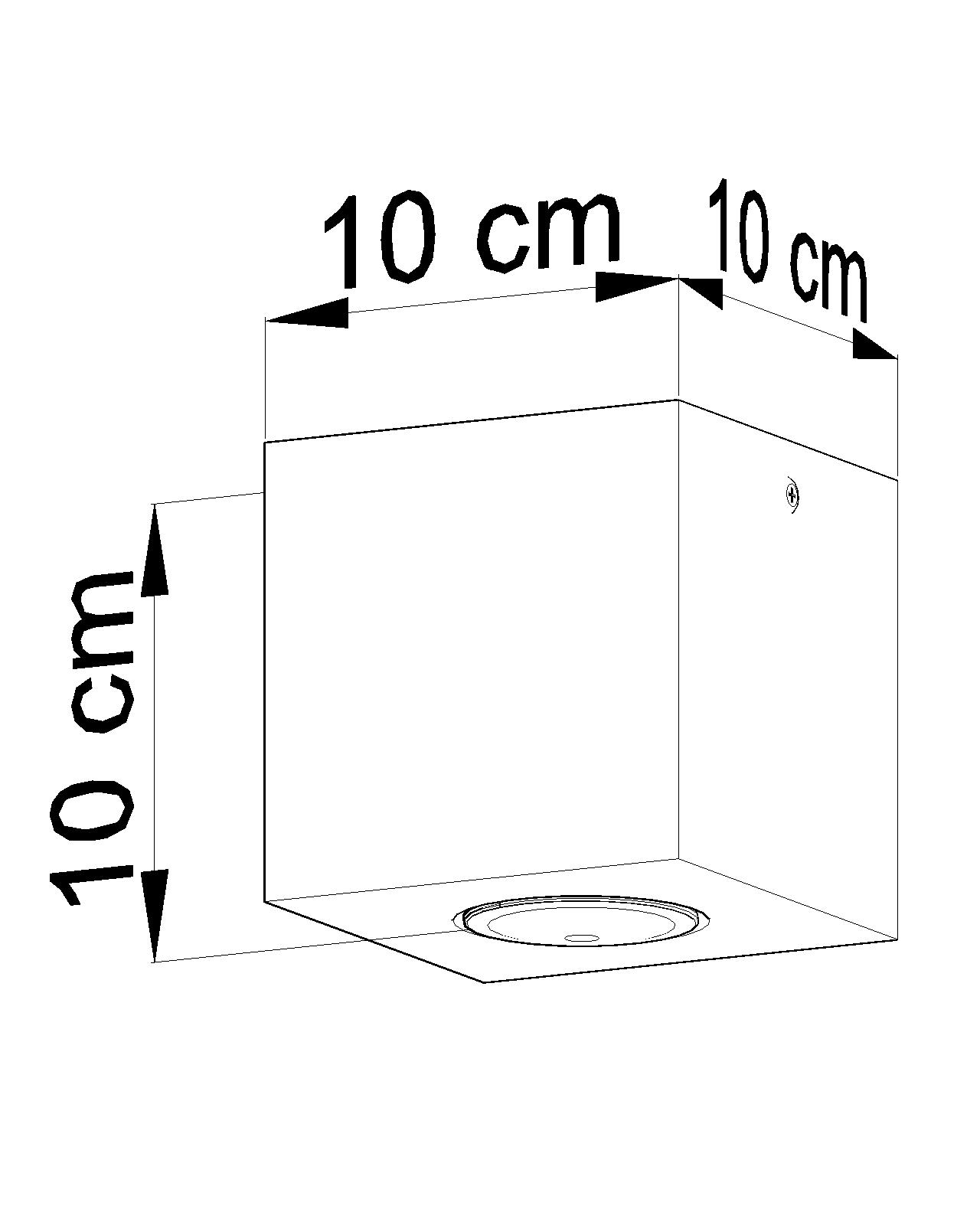 Quadratische Betonlampe Decke B:10cm klein GU10
