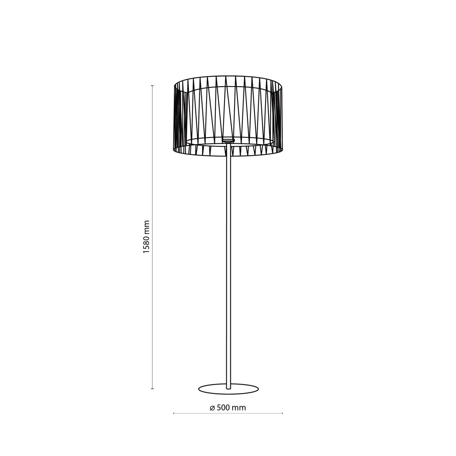 Lampadaire 158 cm Métal Jute Noir Marron E27 Moderne