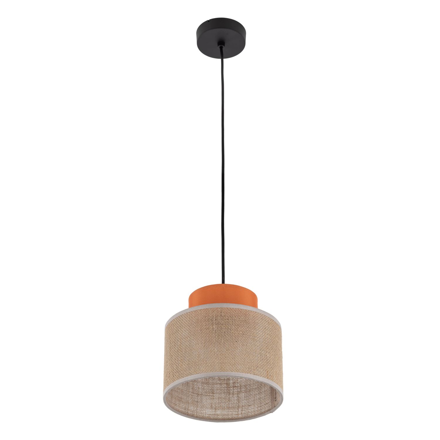 Lampe à suspendre ronde Ø 20 cm H : max. 160 cm Rétro Jute Tissu E27