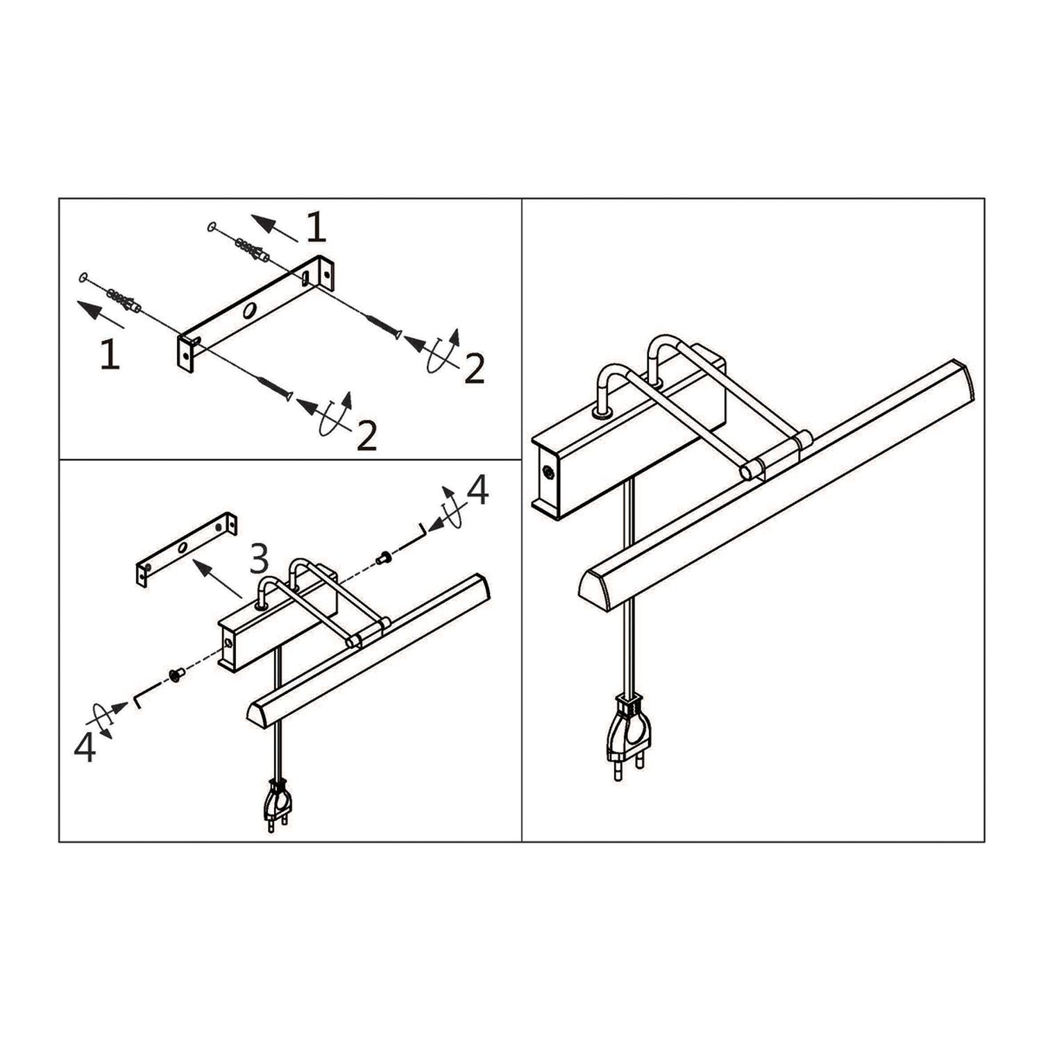 Dimmbare LED Bilderleuchte Metall B:60 cm 9 W flexibel