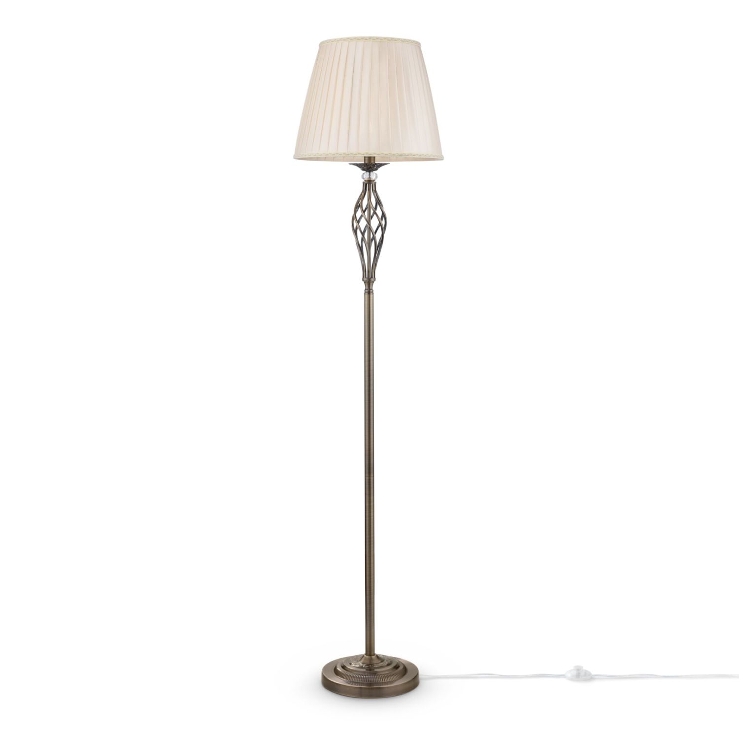 Lampadaire métal tissu E14 165 cm rond Classique LILJA