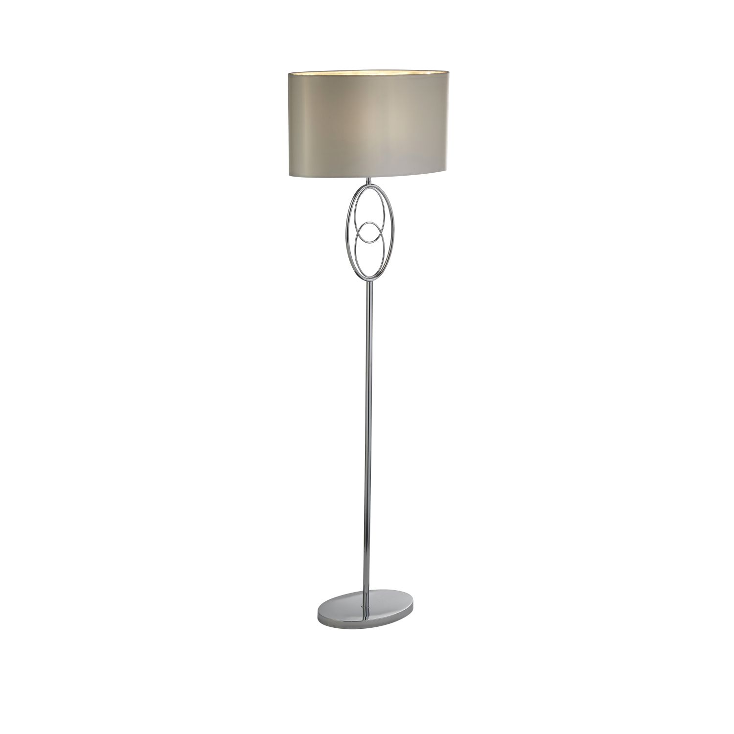 Lampadaire E27 Tissu Métal bas 151 cm Chrome Argent