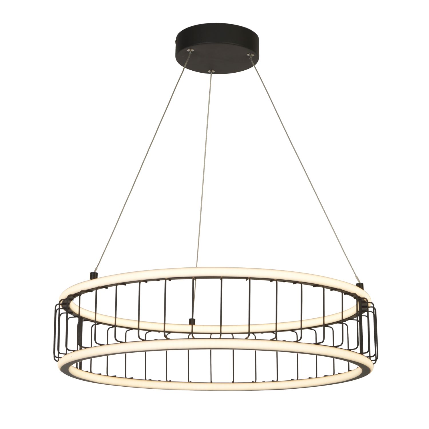 Lustre LED Bœuf Noir Blanc D : 57,5 cm Métal 3000 K