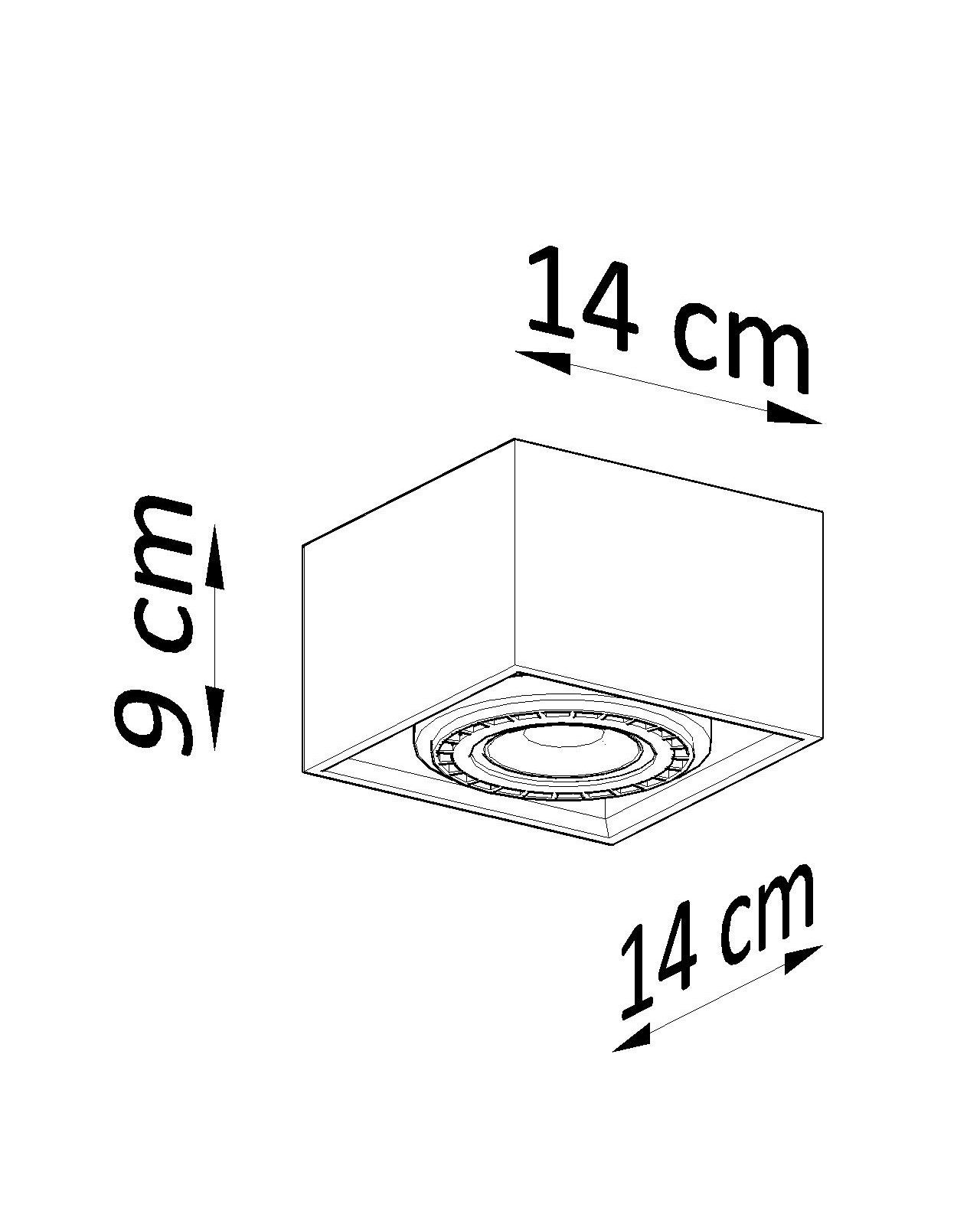 Plafonnier Béton Gris anguleux L : 14 cm petit GU10