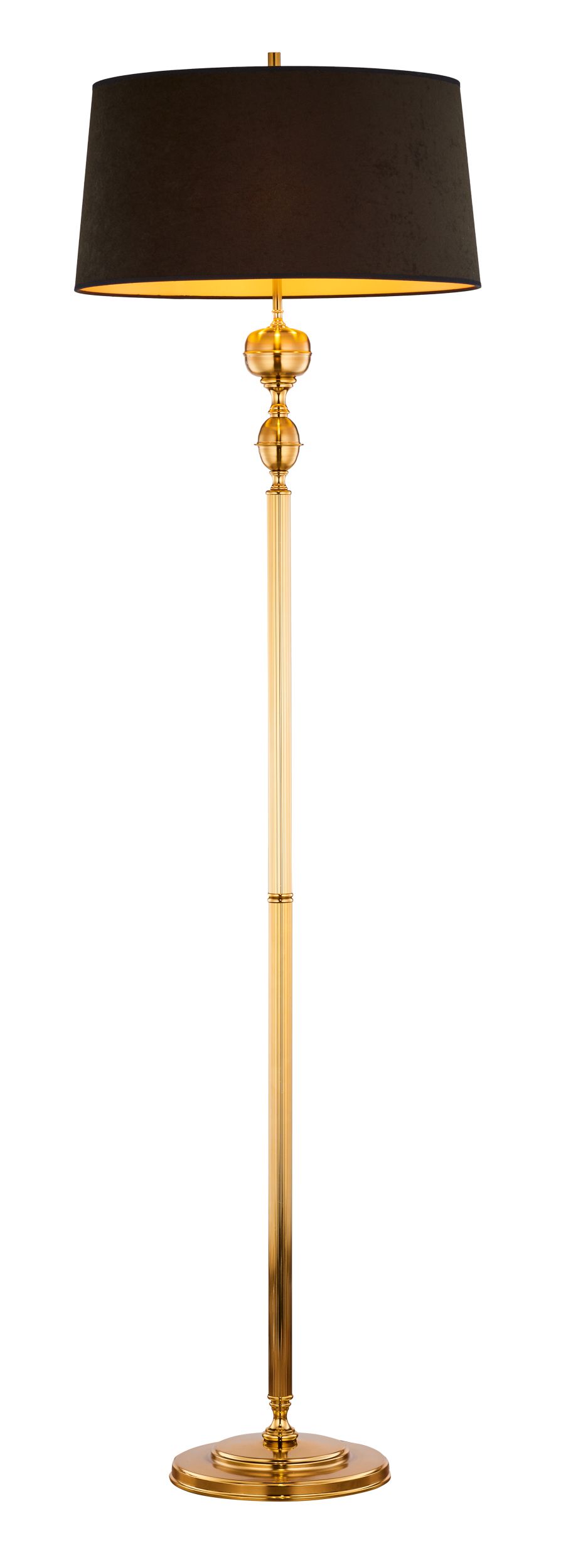 Blendarme Stehlampe Stoff Messing 177 cm in Gold Schwarz