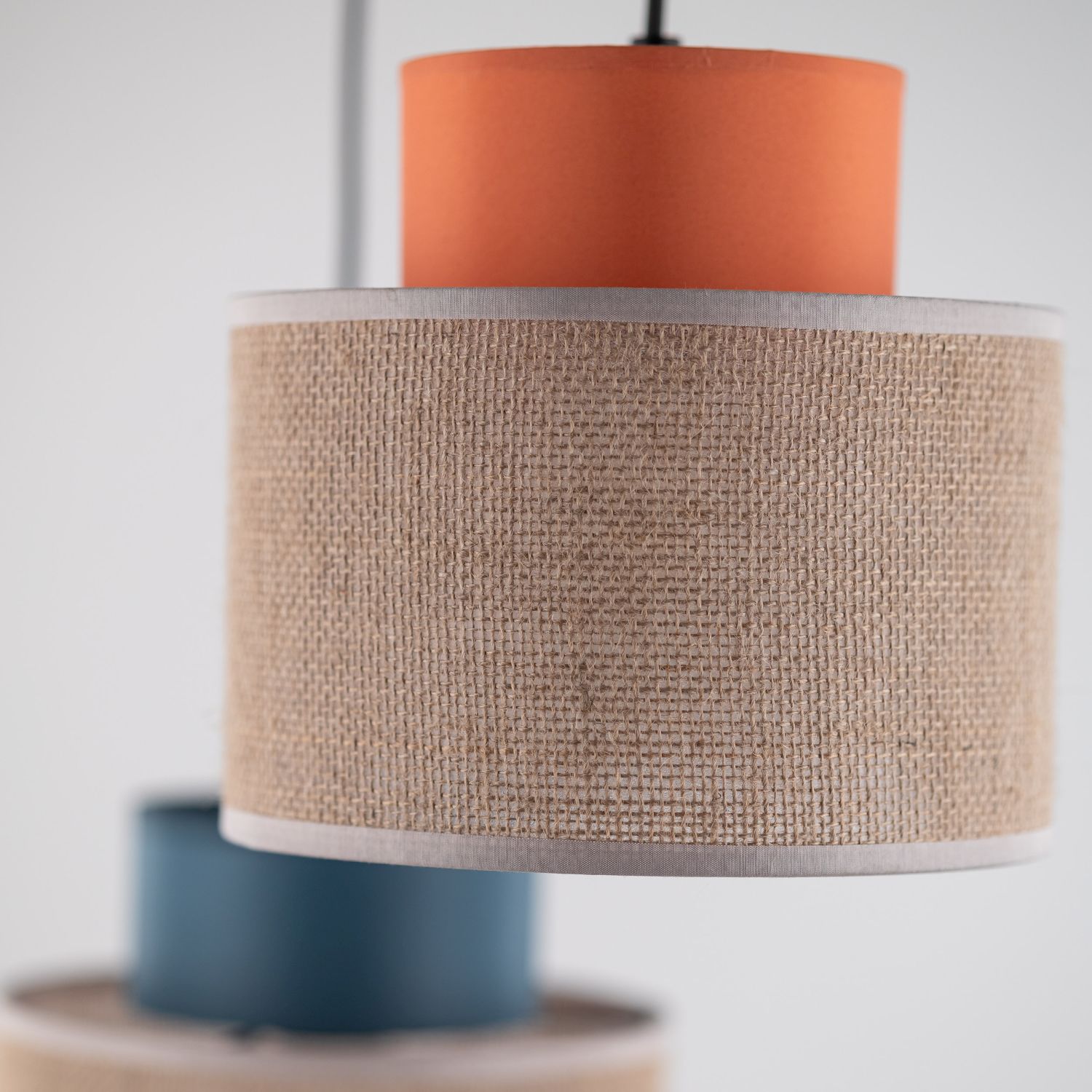 Lampe à suspendre jute tissu E27 réglable 3-flamme rétro multicolore