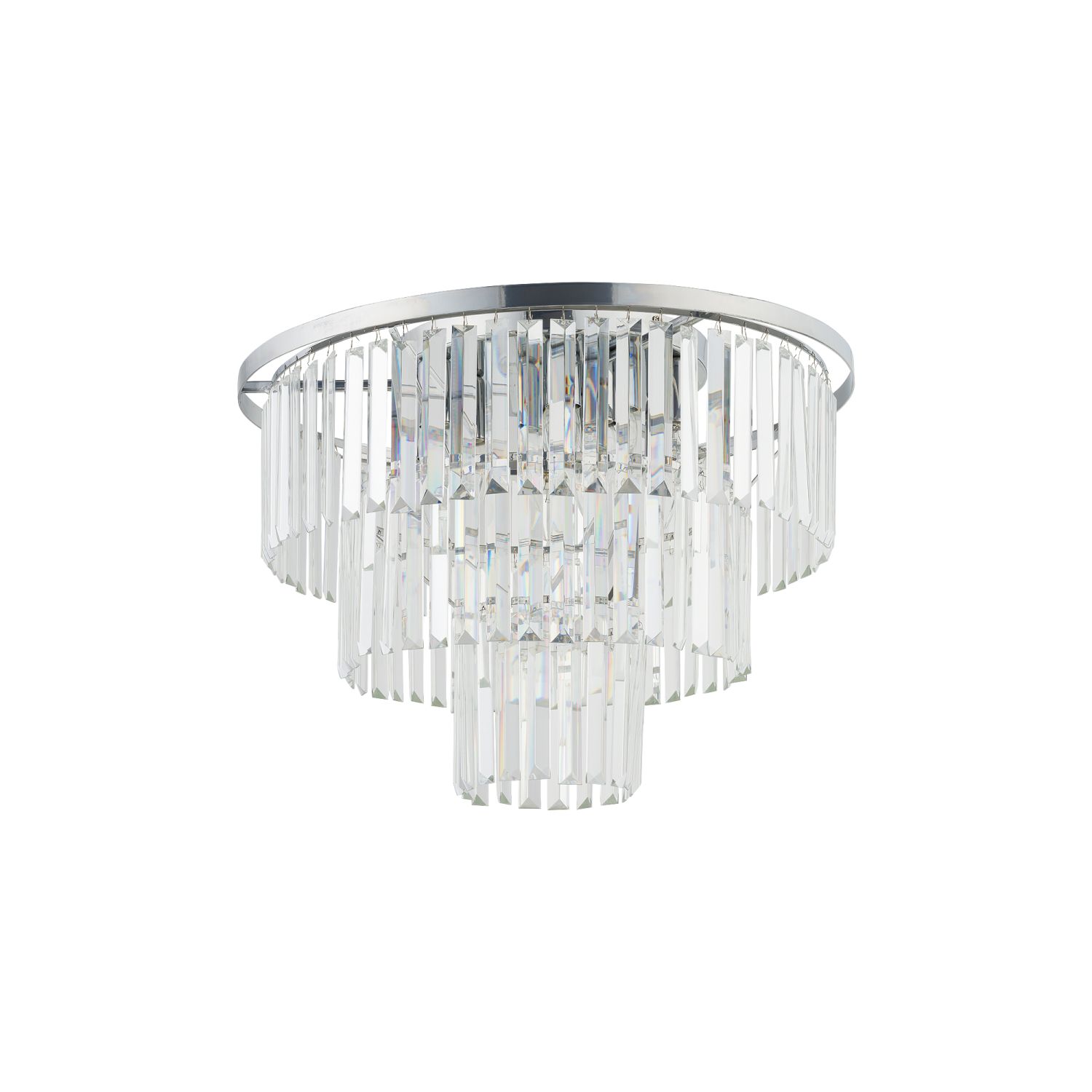 Deckenlampe Kristall 9x E14 Ø 56 cm in Silber Transparent