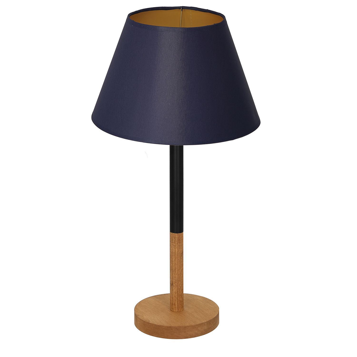Nachttischlampe Blau Natur Gold Stoff Holz 56 cm E27