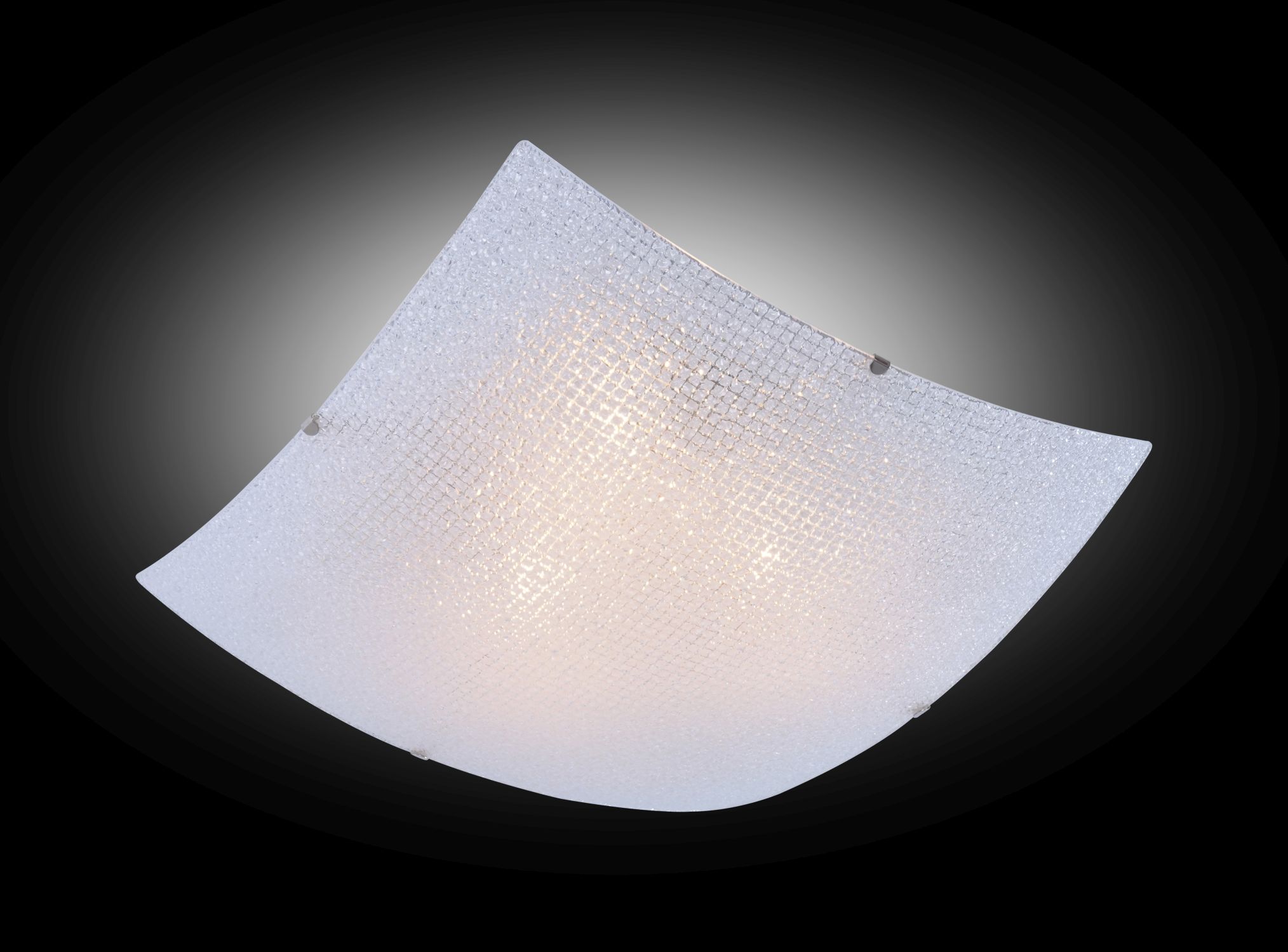Deckenlampe Glas B: 40 cm flach Weiß blendarm für 3x E27