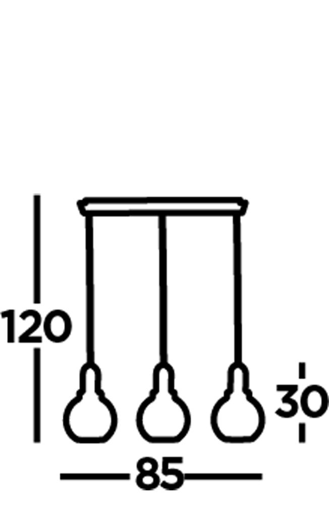 Suspension verre métal 3 flammes en laiton blanc gravé E27