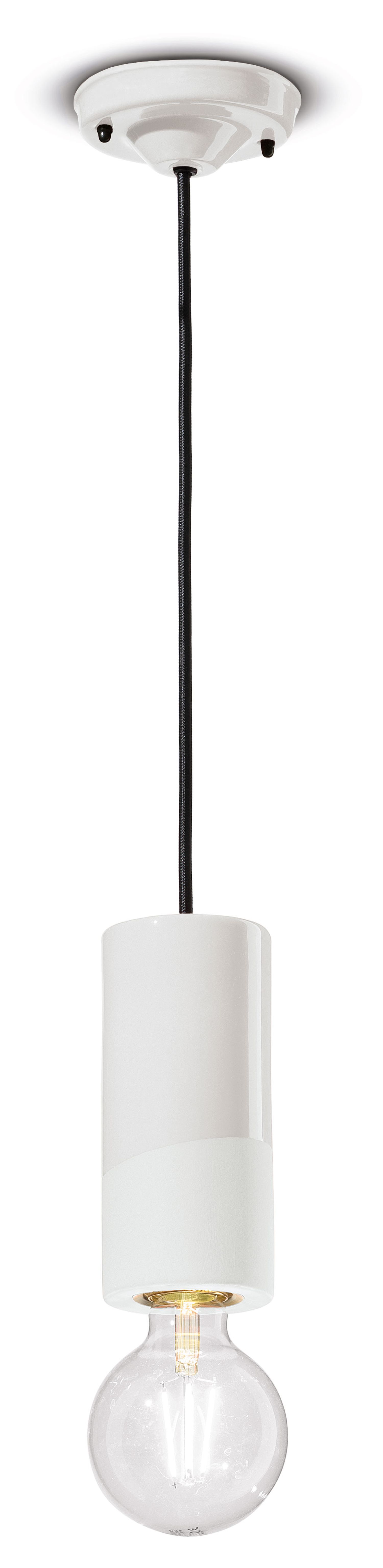 Lampe à suspendre céramique E27 D : 8 cm Blanc rond Design rétro