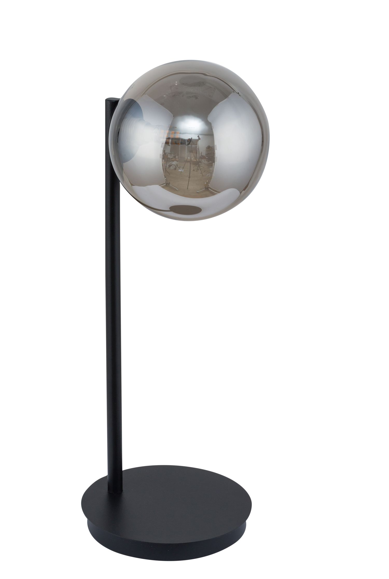 Nachttischlampe Schwarz Grau Glas Kugel 44 cm Leselicht