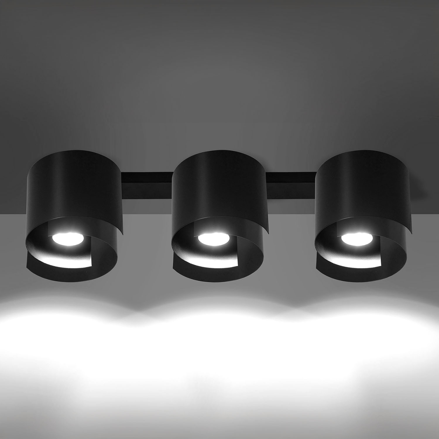 Deckenlampe Schwarz Metall Design rund 3x GU10