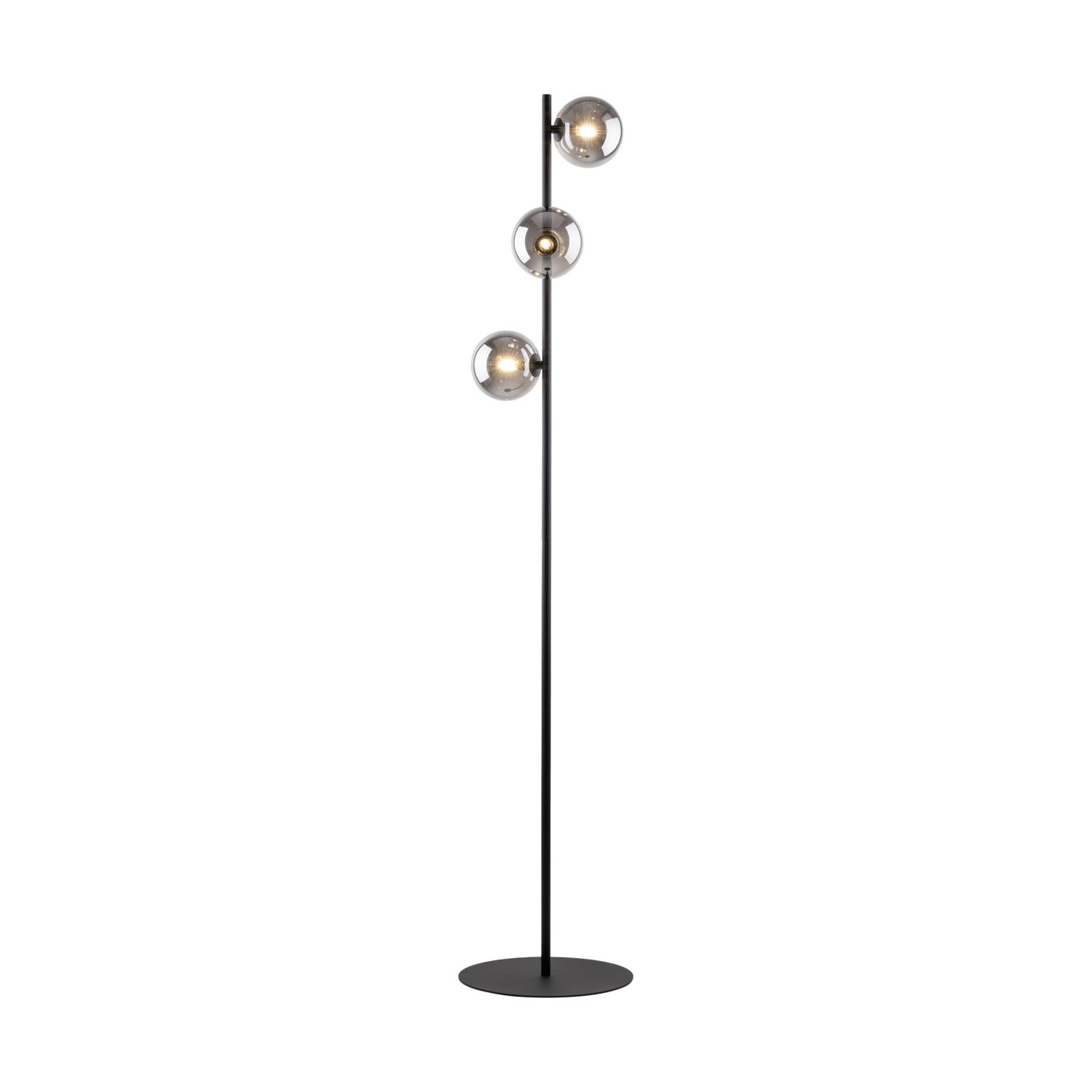 Lampadaire 151 cm verre fumé métal gris noir 3x G9