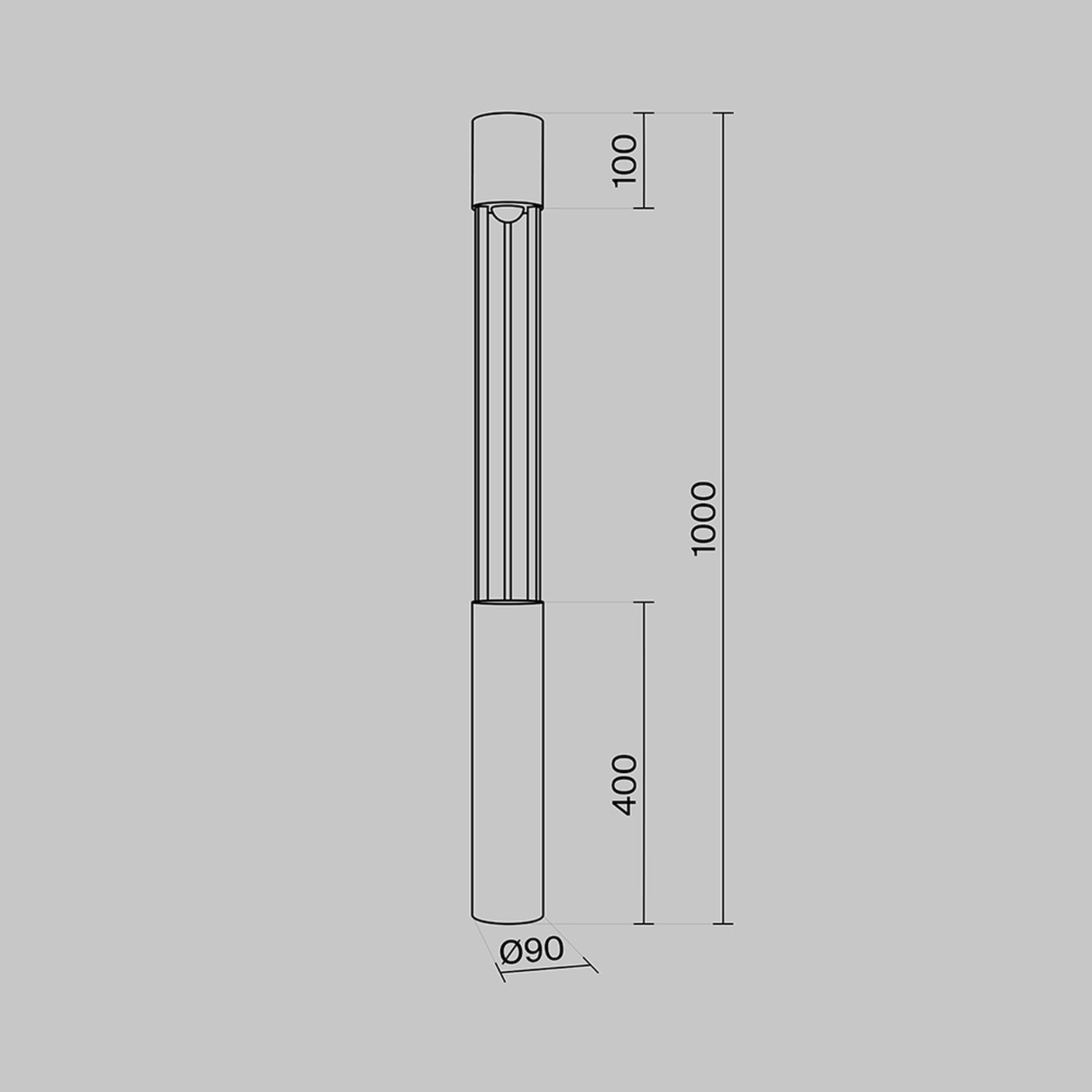 Borne d'éclairage LED Aluminium IP65 1000 lm 100 cm de haut