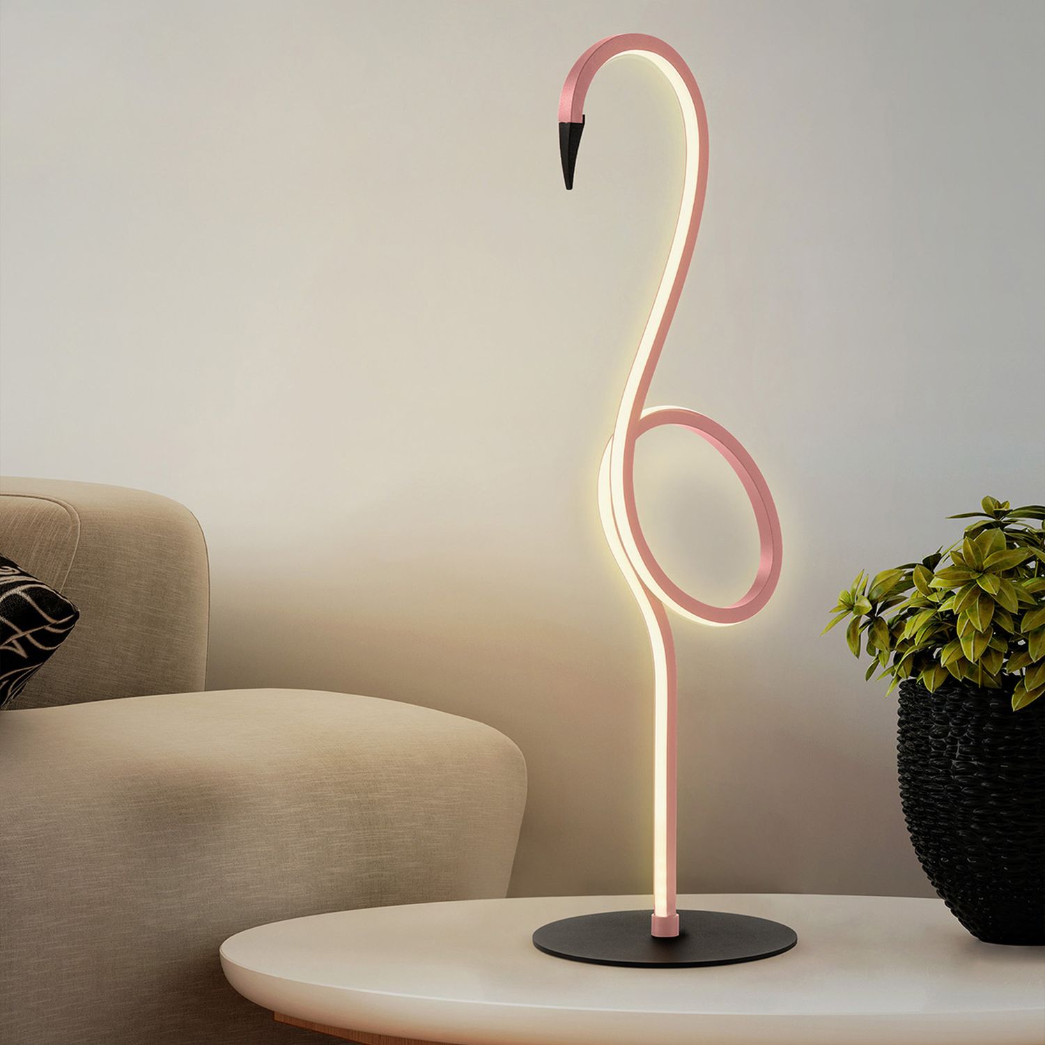 LED Tischleuchte Flamingo 3000 K Metall 50 cm hoch Pink