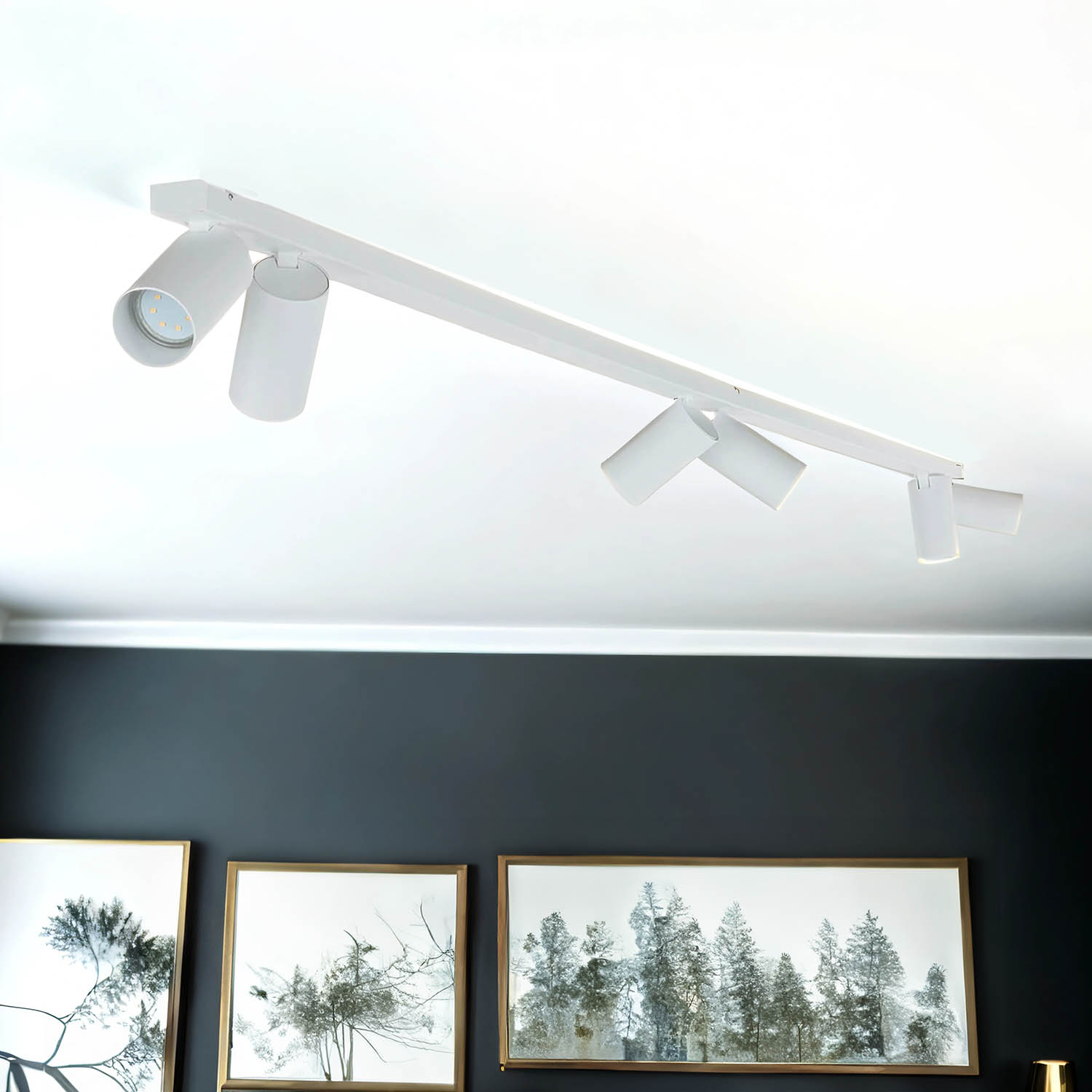 Projecteur de plafond blanc 200 cm de long 6 flammes GU10 orientables