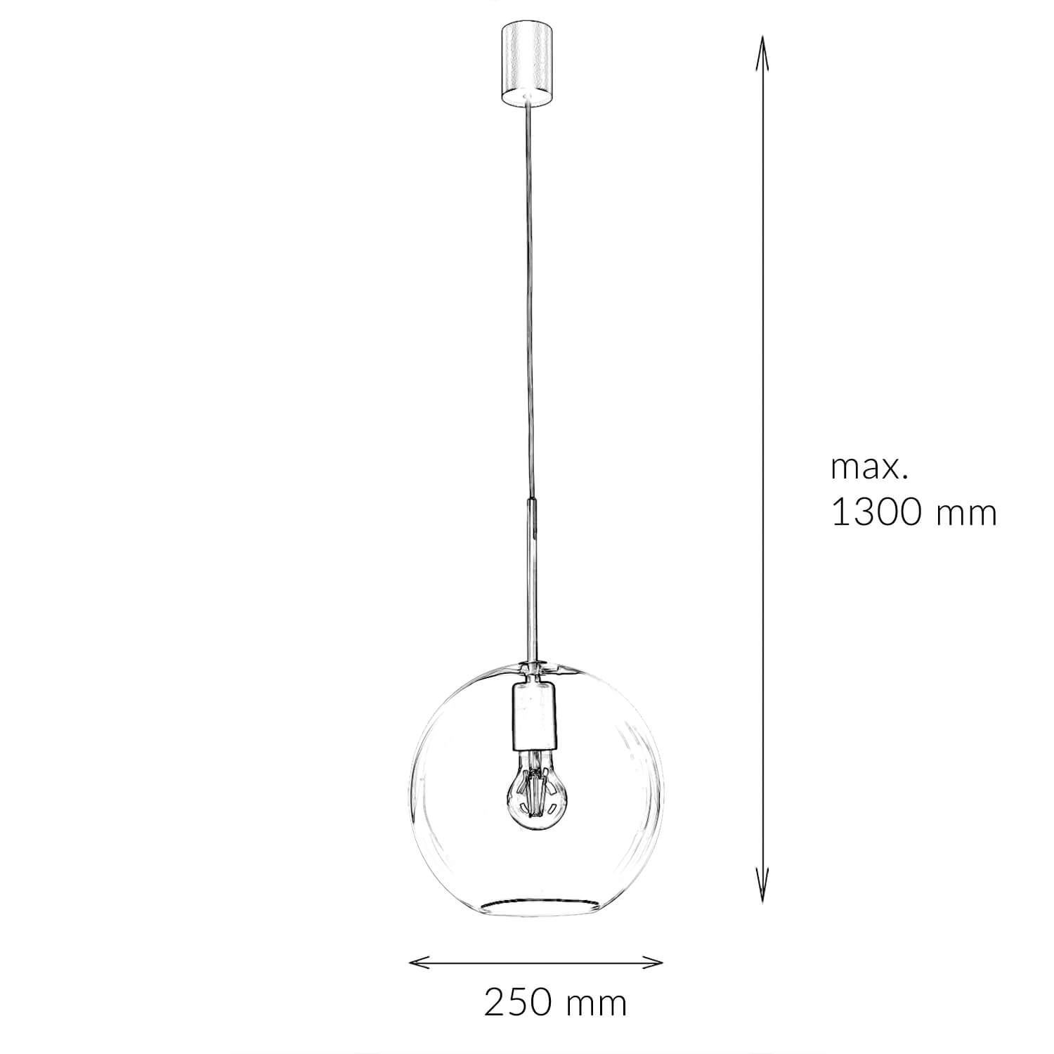 Suspension verre E27 D : 25 cm Abat-jour sphérique réglable