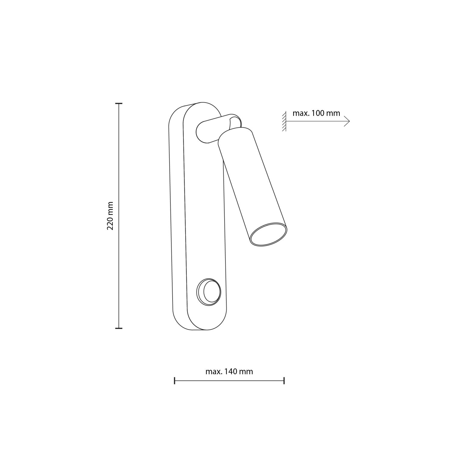 Applique avec interrupteur Métal G9 H : 22cm orientable Noir