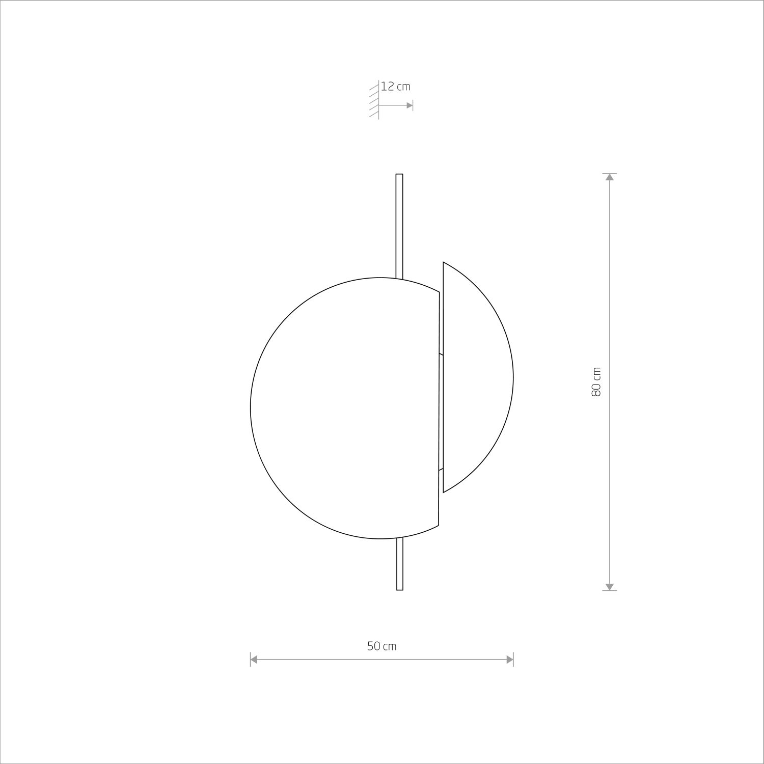 Applique grande H : 80 cm bois métal plat indirect 2x GX53