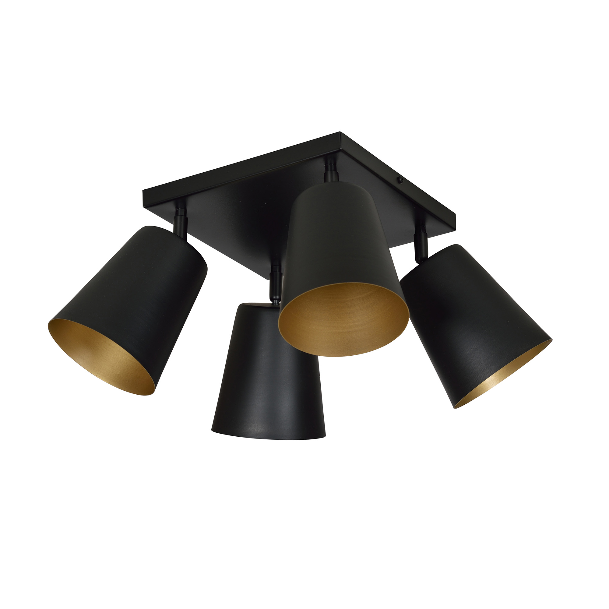 Deckenlampe flexibel Schwarz Gold 4-flammig 4x E27