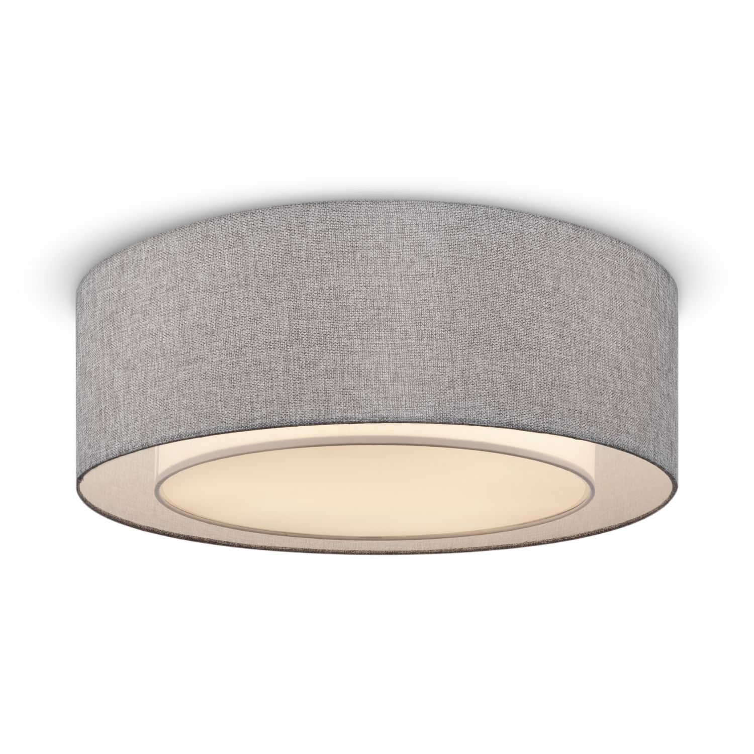 Lampe de plafond métal tissu E27 Ø 52 cm chrome gris rond