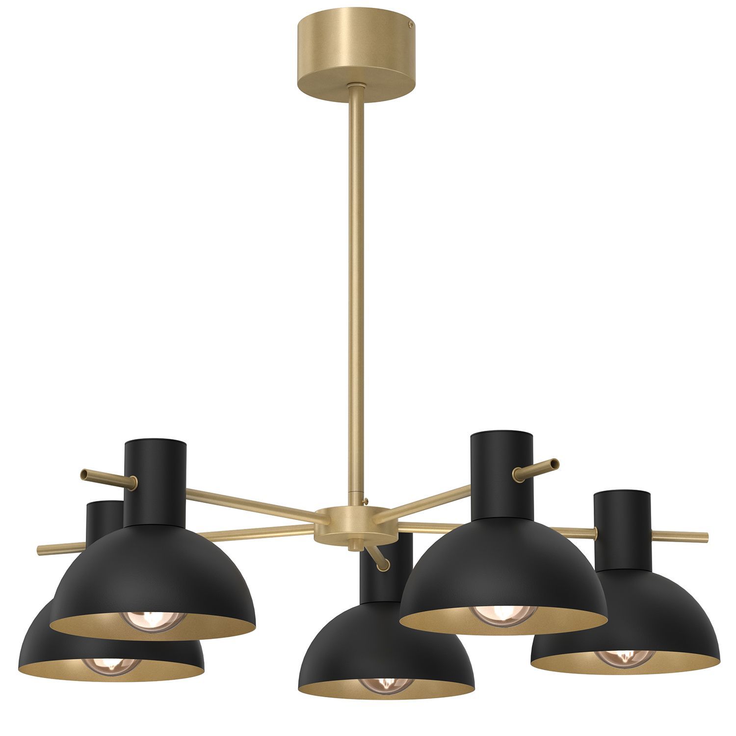 Deckenlampe Metall in Schwarz Gold E27 5-flmg elegant