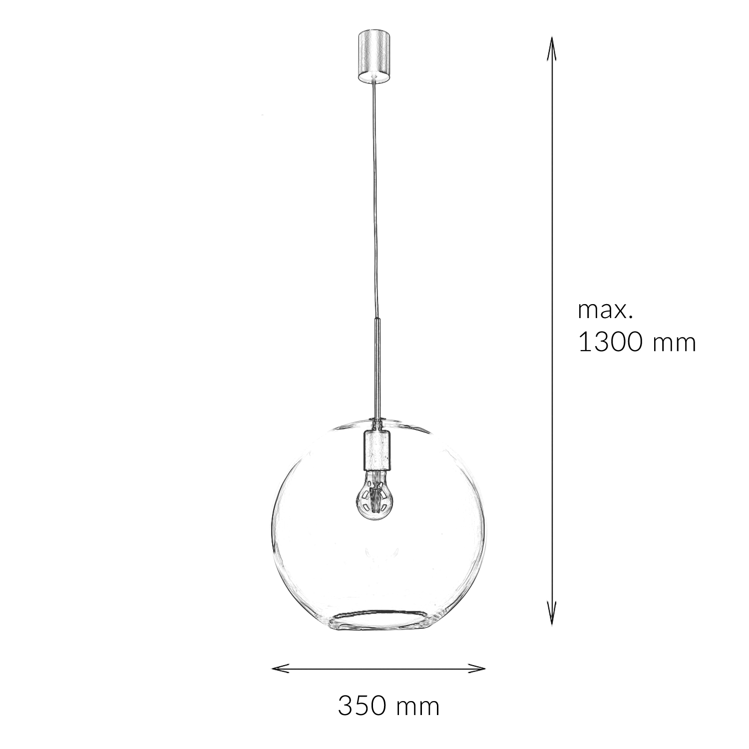 Suspension réglable verre Ø 35 cm E27 DARON