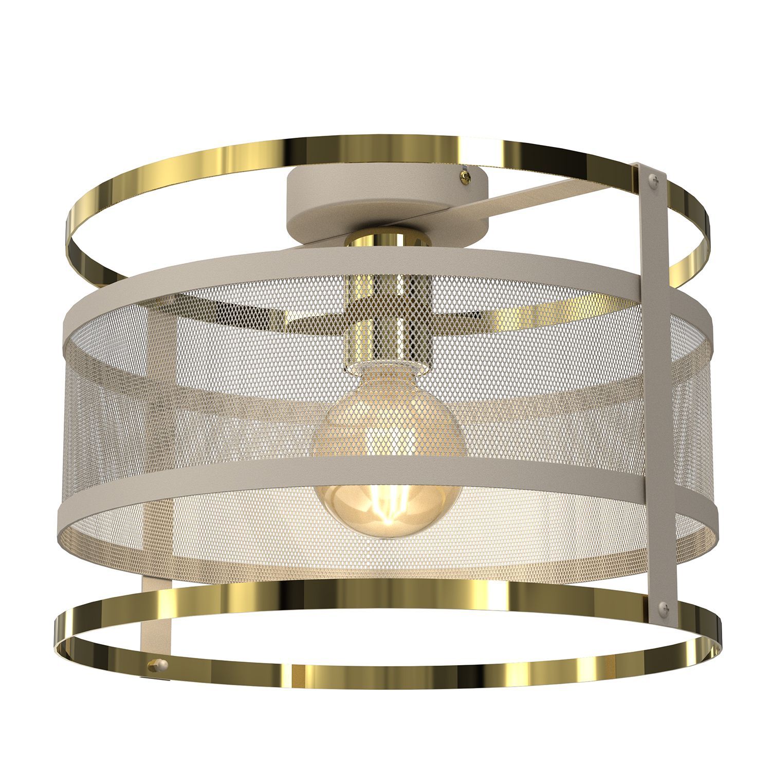 Runde Deckenlampe in Beige Gold Ø30 cm Loft stylisch