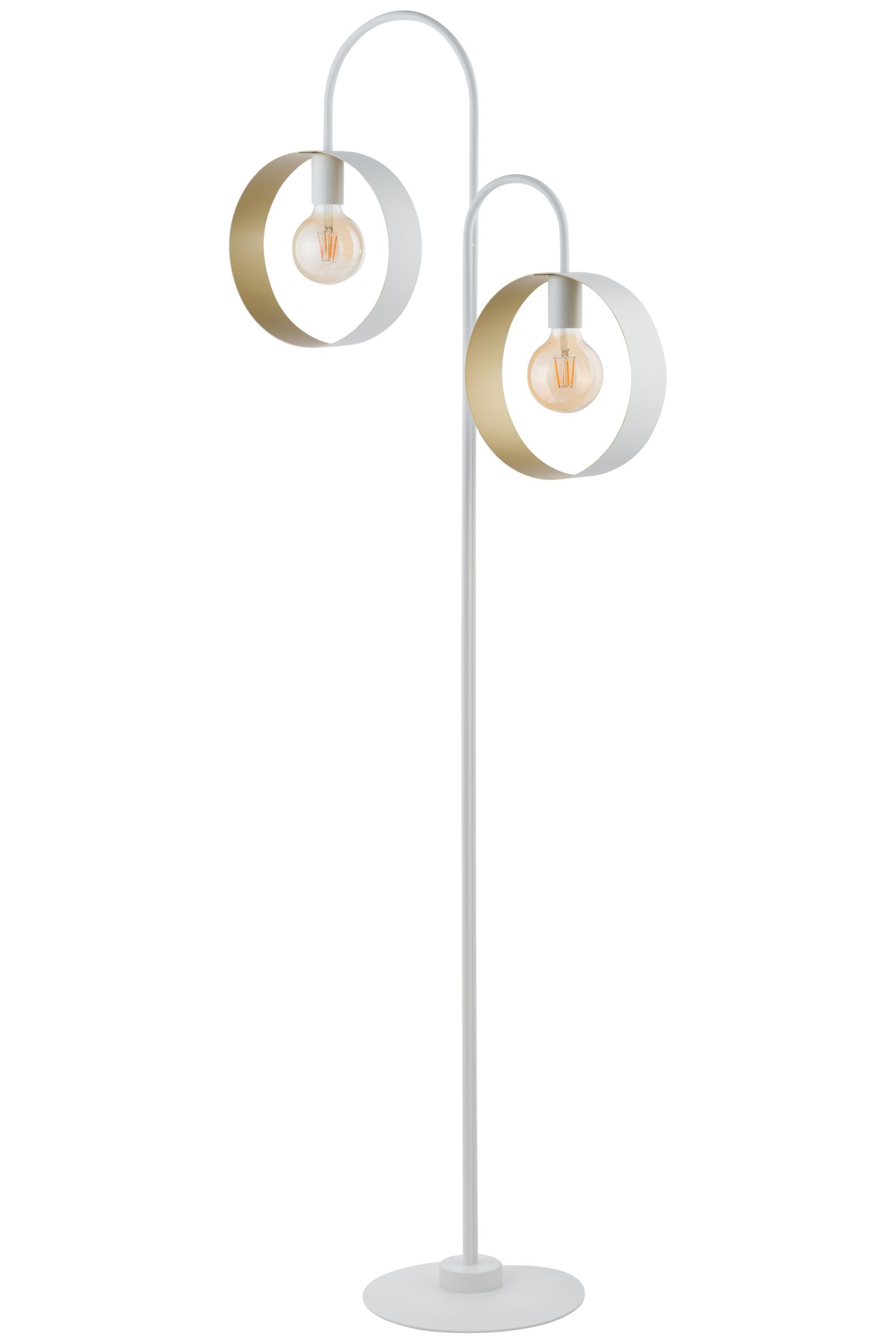 Große Stehlampe Metall 164 cm Weiß Gold Ringe dekorativ