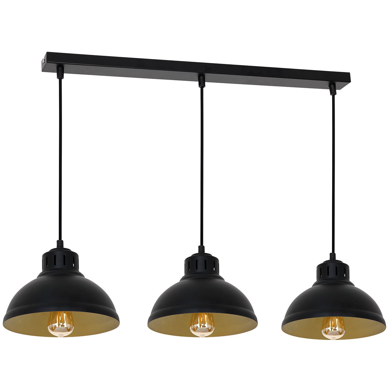 Loft Lampe à suspendre Noir Or Métal 3-flmg accentué