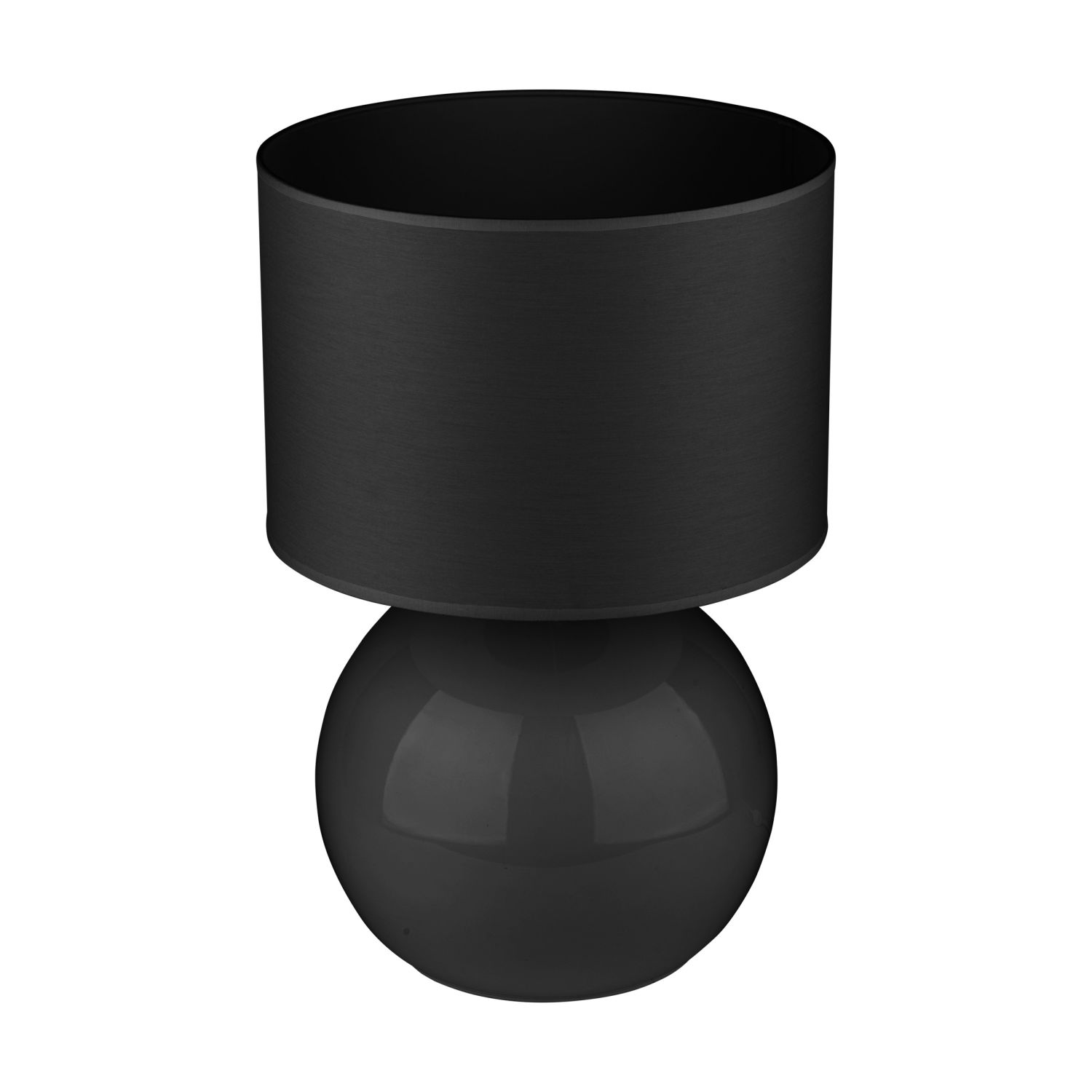 Tischleuchte Schwarz Glas Stoff 50 cm hoch E27 Nachttisch