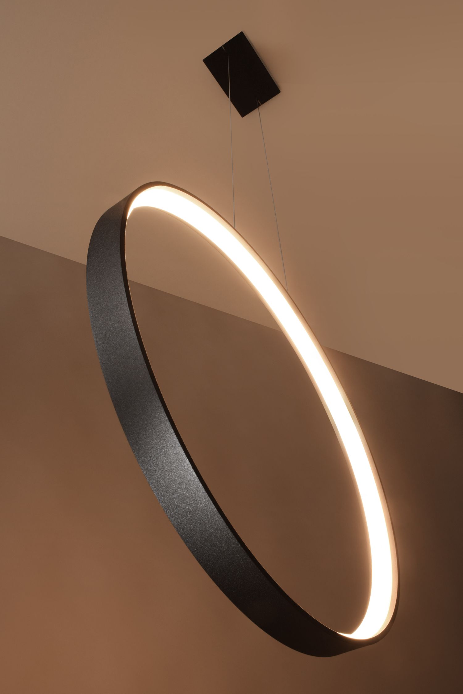 Lampe LED à suspendre Ring Ø 110 cm 3000 K Noir Métal