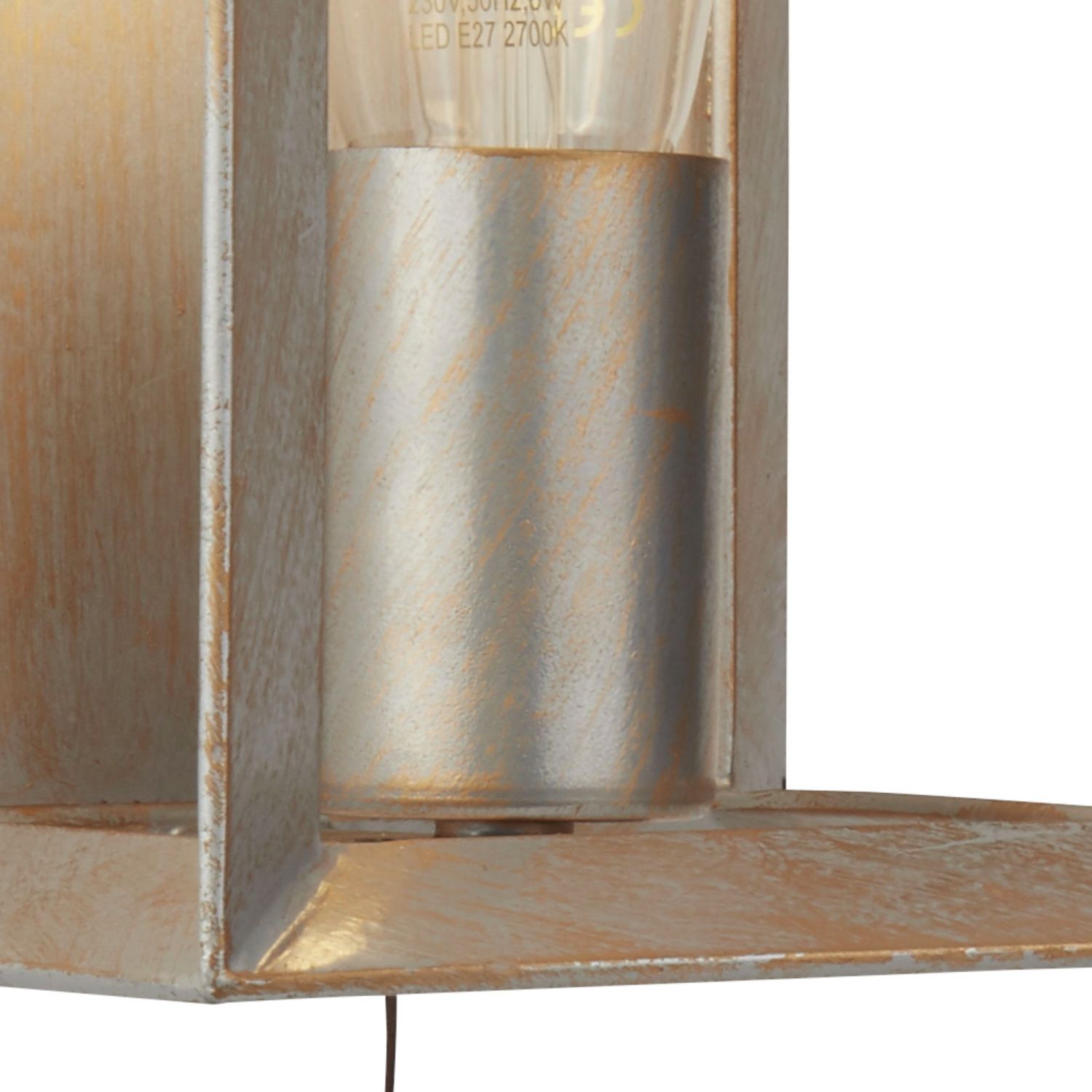 Wandlampe mit Schalter in Silber-Gold E27 Metall H: 23,5 cm