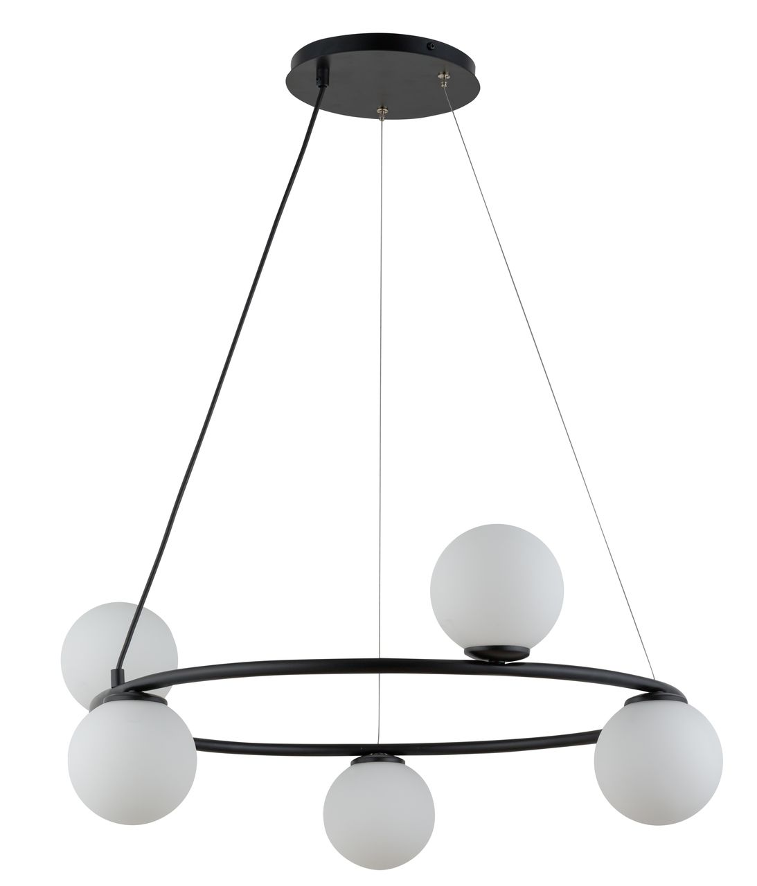 Kugel Lampe suspendue noir blanc verre métal G9 Ø68 cm