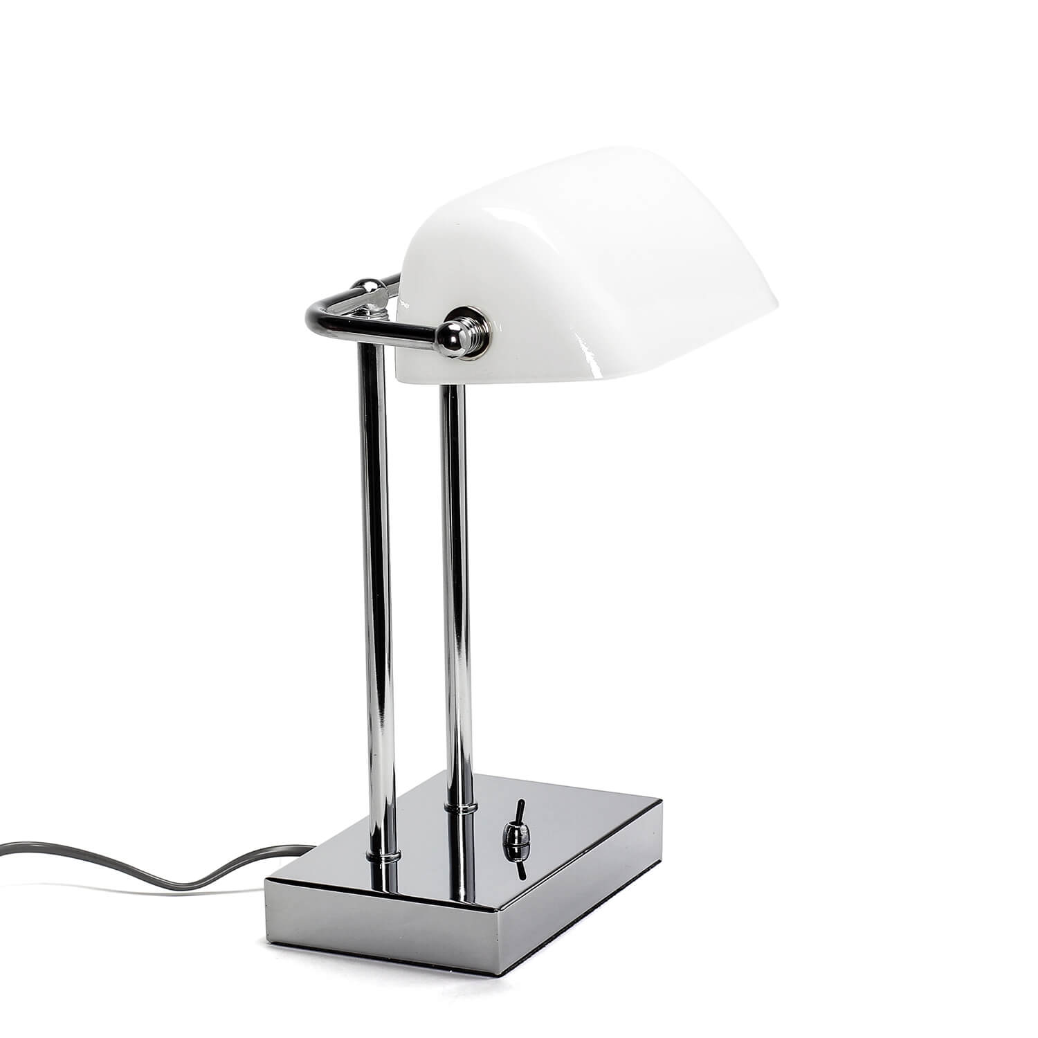 Lampe de banquier en chrome blanc