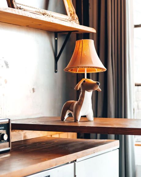 Tischlampe Braun Hund 48 cm Kinderzimmer Wohnzimmer