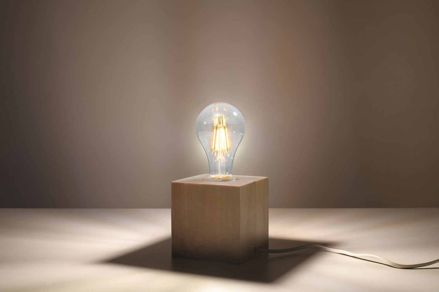 Holz Tischlampe eckig H:10cm klein Modern dekorativ für