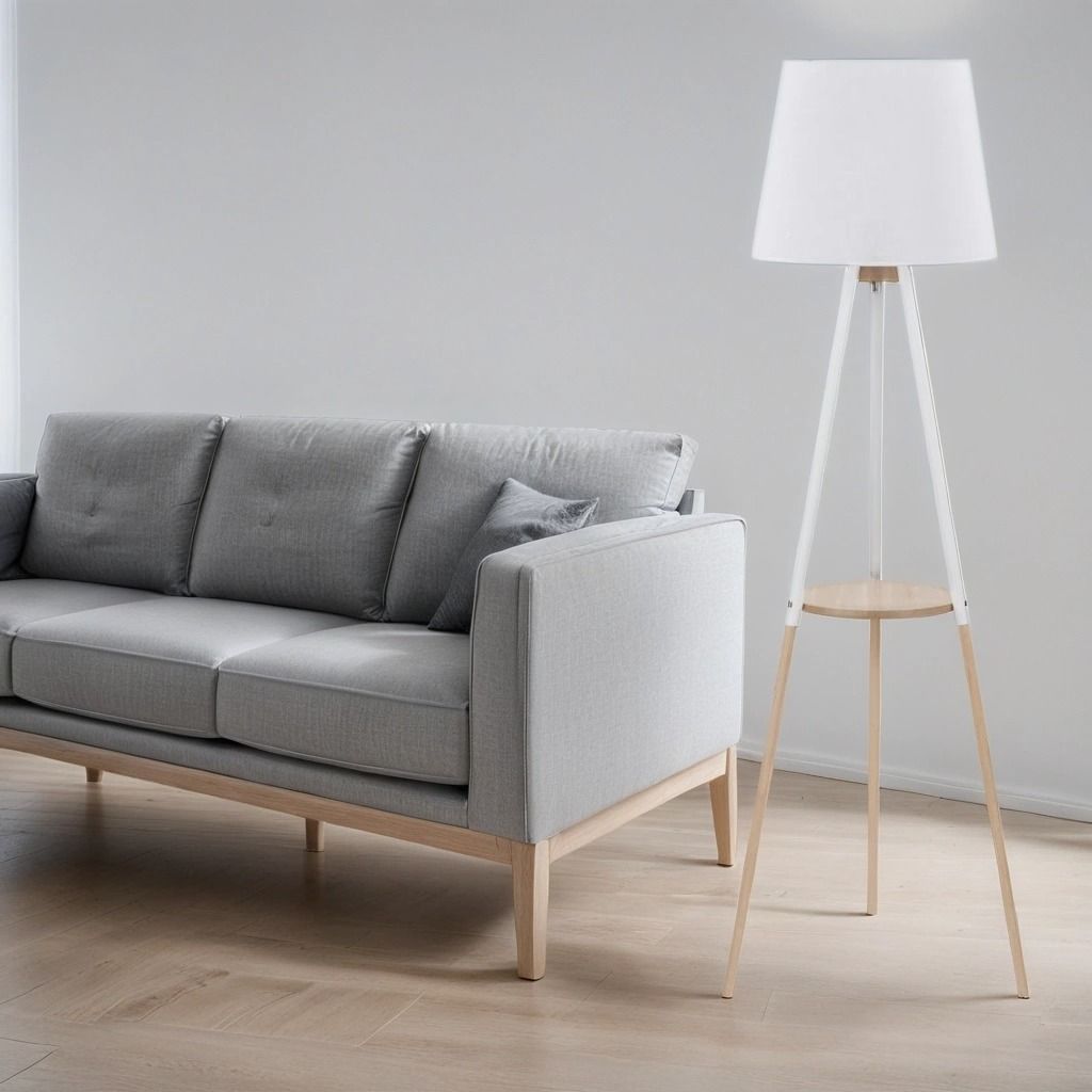 Lampadaire VAIO Blanc Bois Tripode scandinave