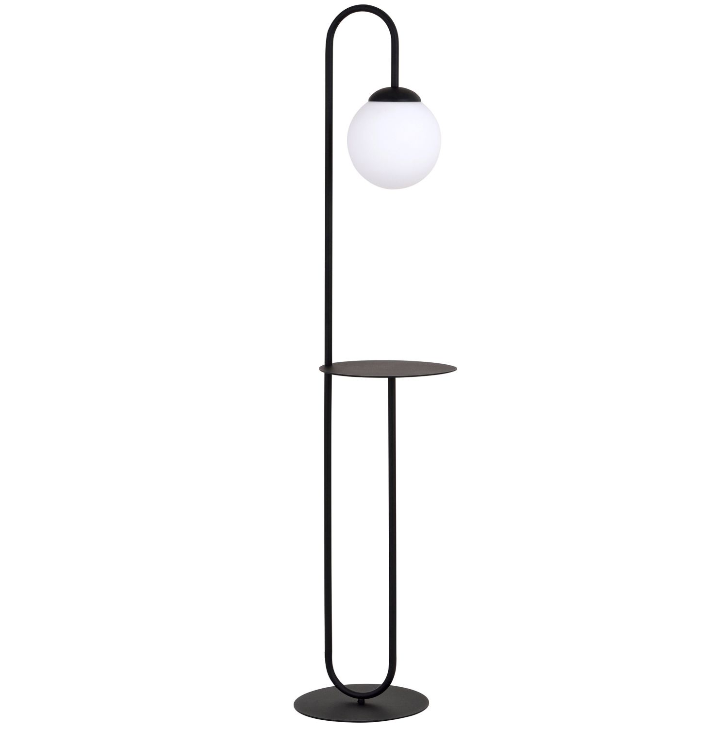 Stehlampe 150 cm mit Ablage E14 Schwarz Weiß Kugelschirm
