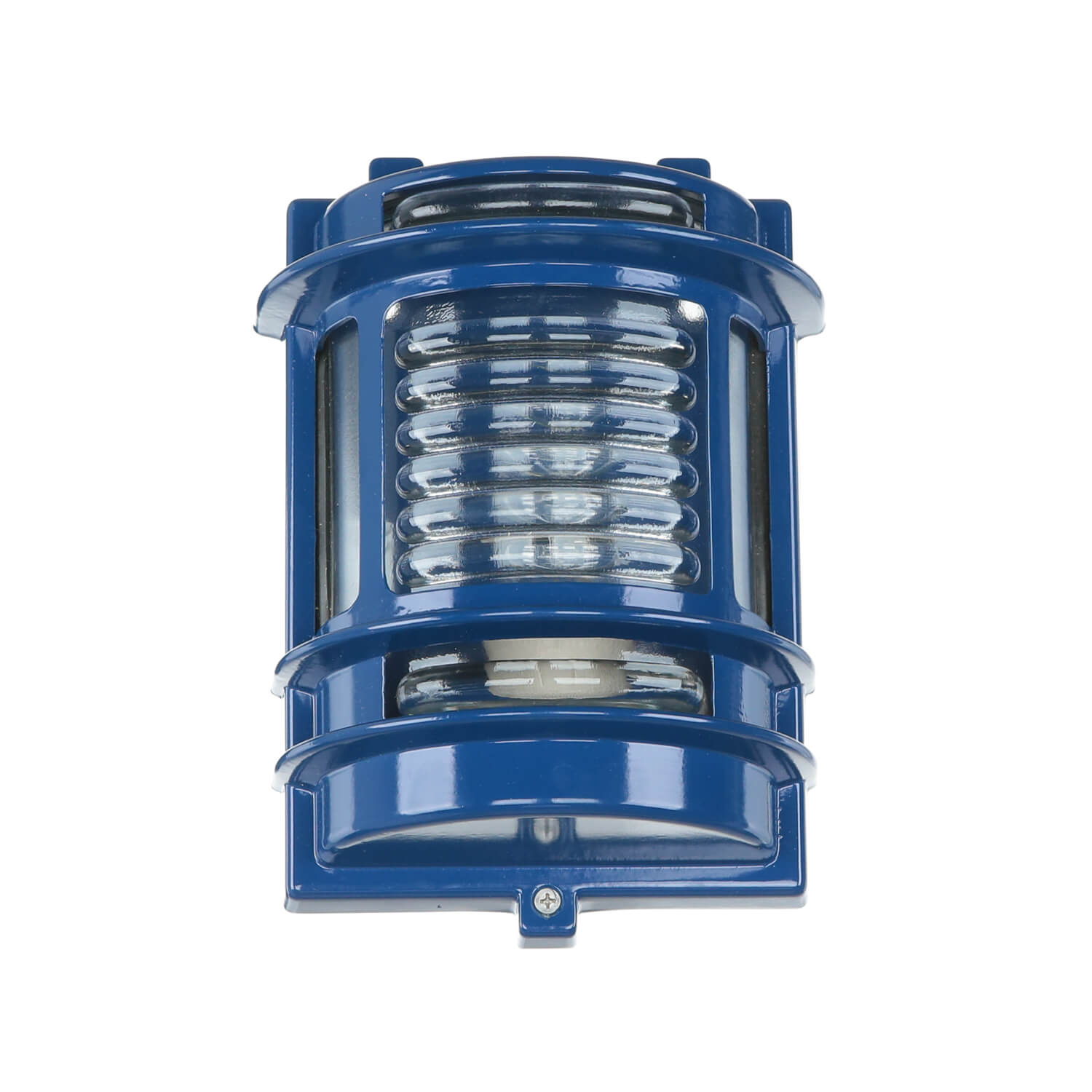 Wandlampe außen E27 IP64 Messing Glas H: 22 cm Blau