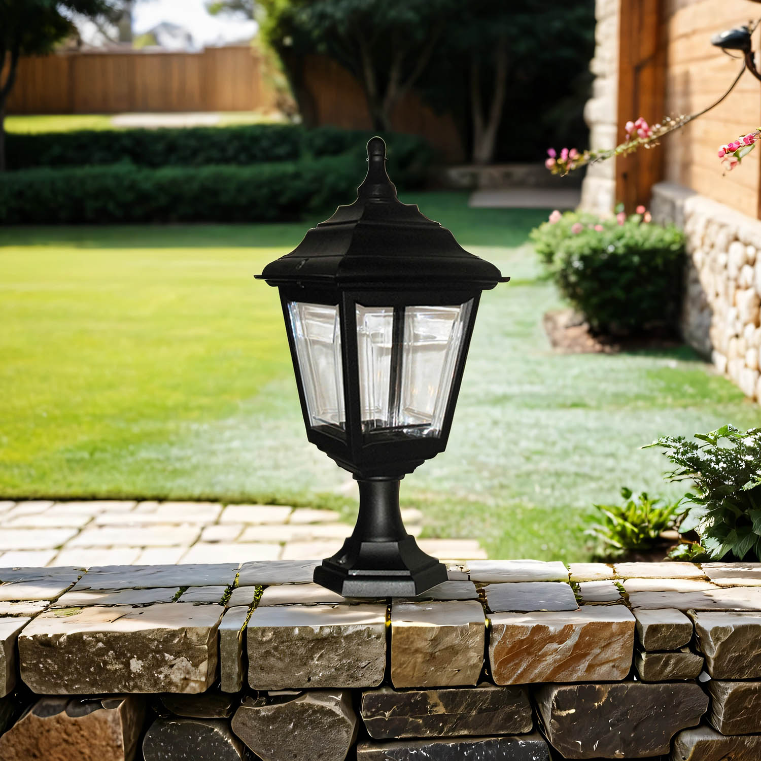 Luminaire de socle noir extérieur H:44cm Rustique Jardin