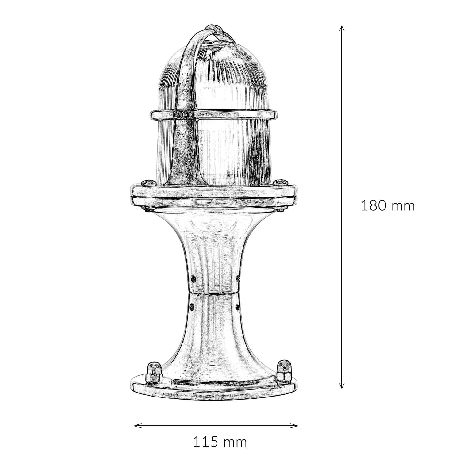 Lampe de chemin petite 25 cm IP64 E27 laiton véritable verre