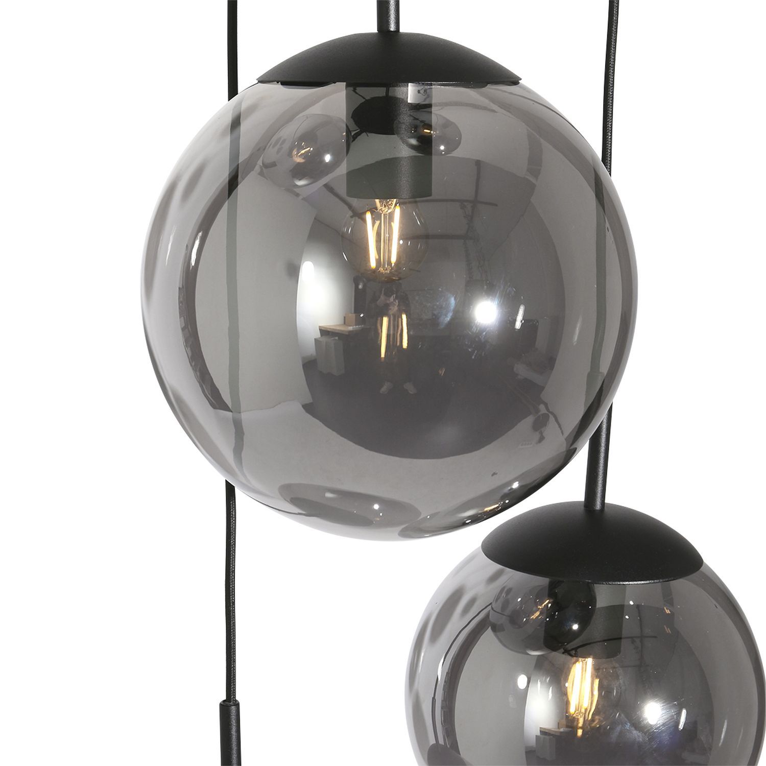 Suspension ronde en verre gris fumé Ø60 cm E27 Moderne