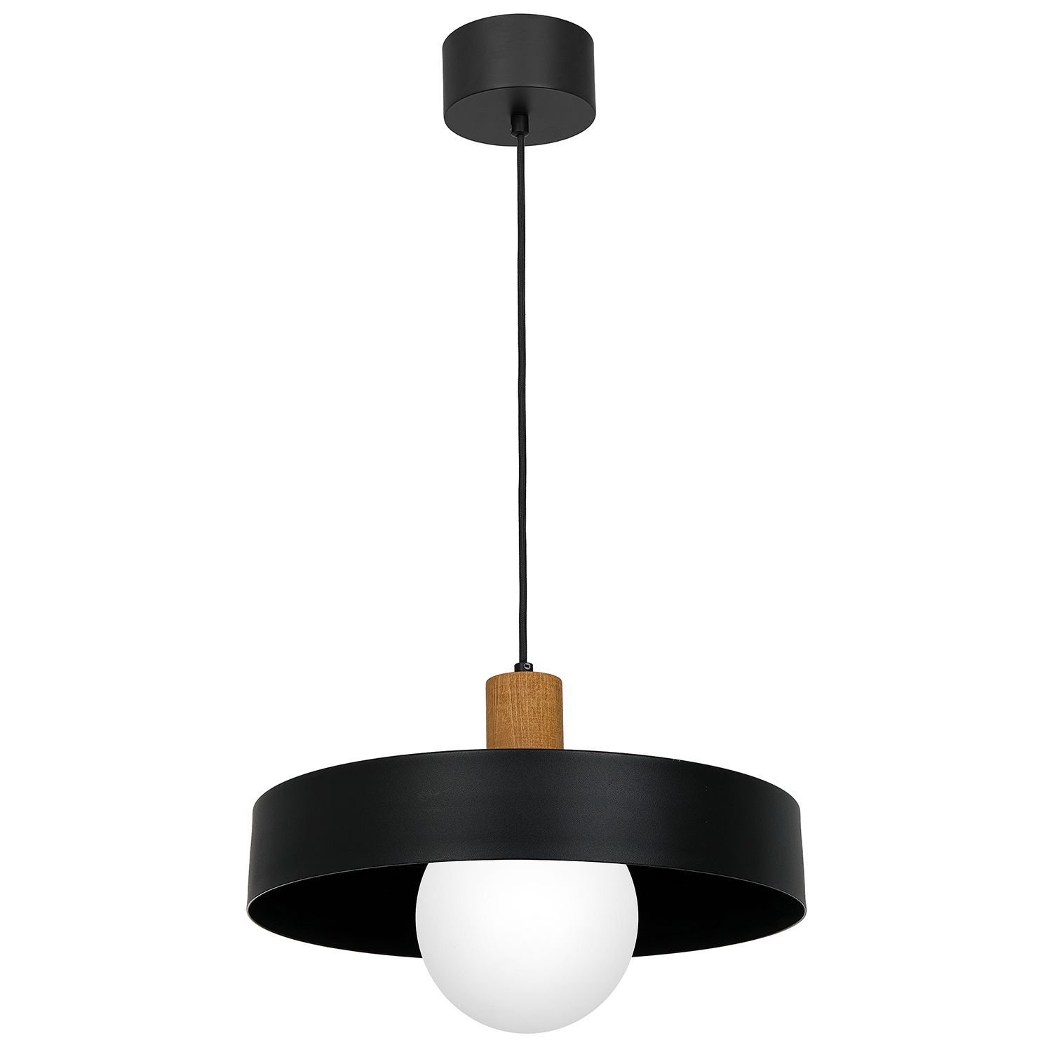 Lampe suspendue anti-éblouissement verre bois métal Ø40 cm Moderne