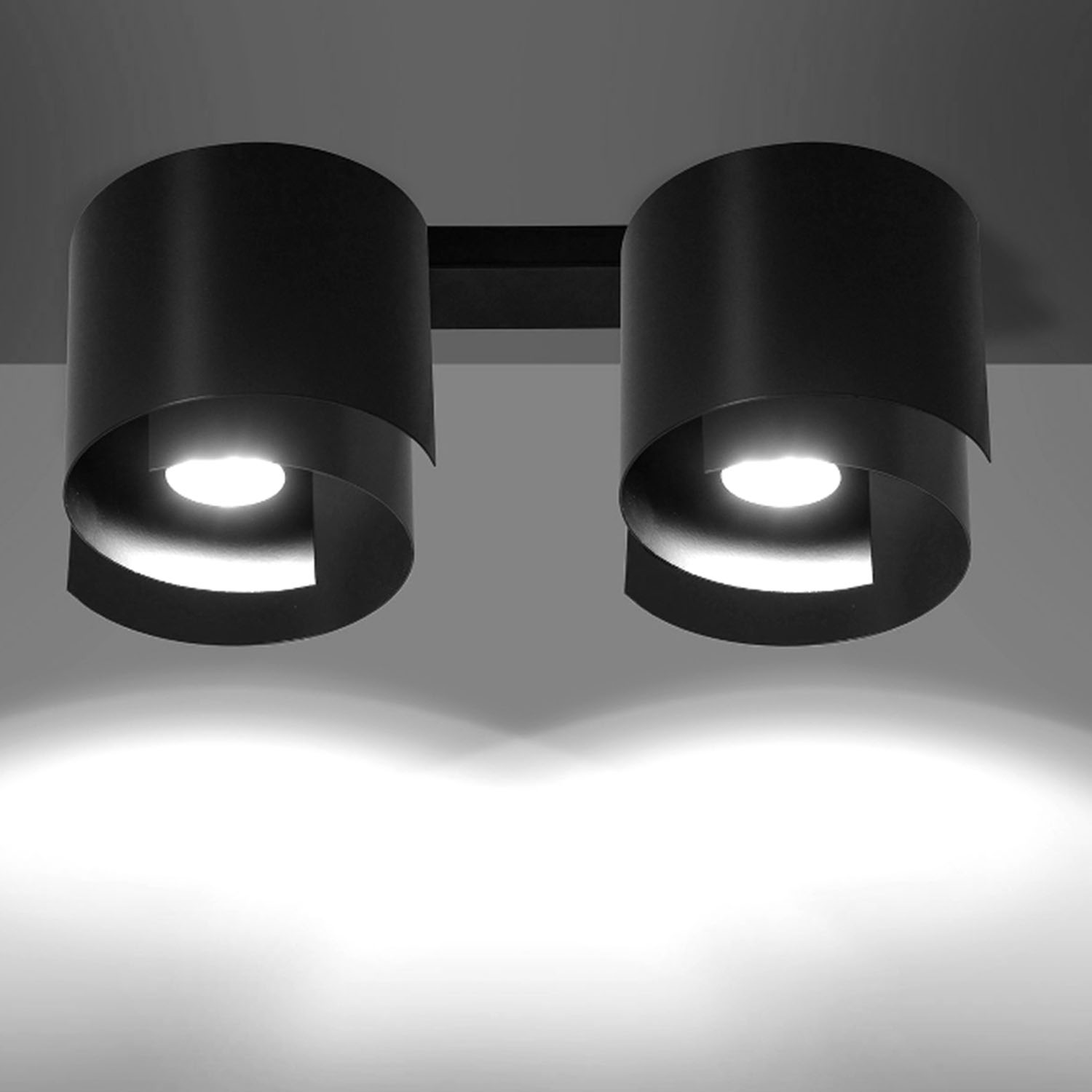 Deckenlampe Schwarz Metall Design rund 2x GU10