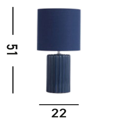 Lampe de table tissu céramique E14 51 cm bleu marine