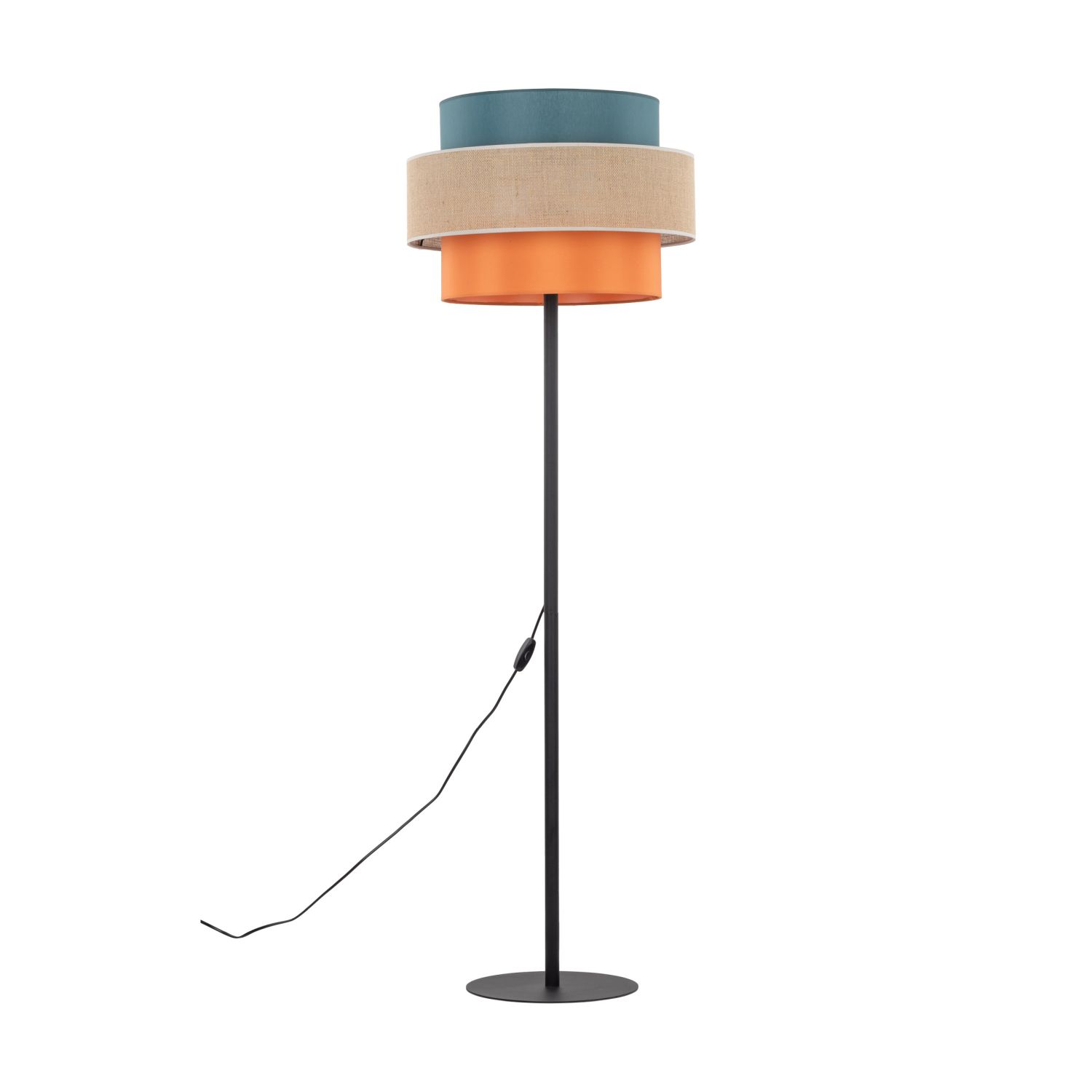 Lampadaire petit 159 cm E27 Coloré Tissu Jute Métal Salon