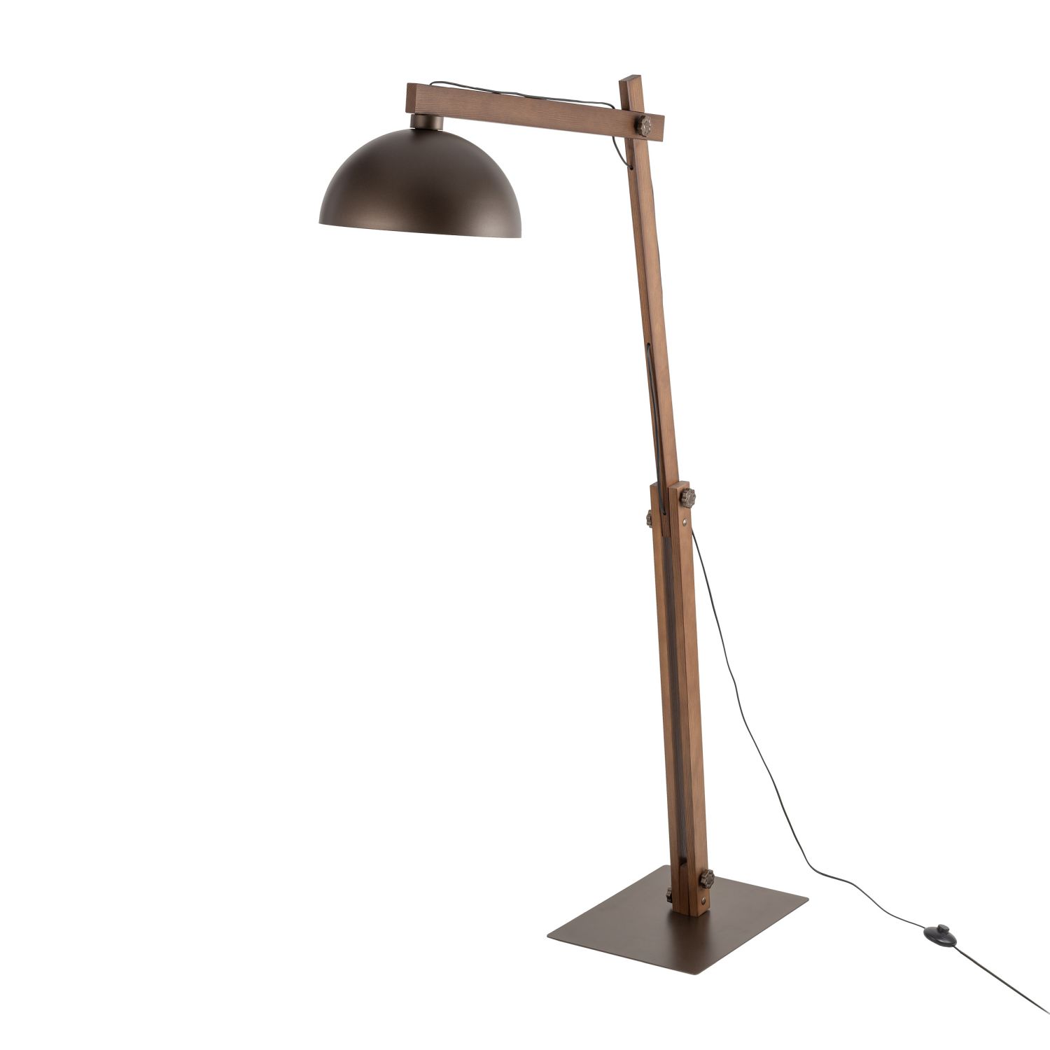 Lampadaire réglable 180 cm de haut articulé bois métal E27