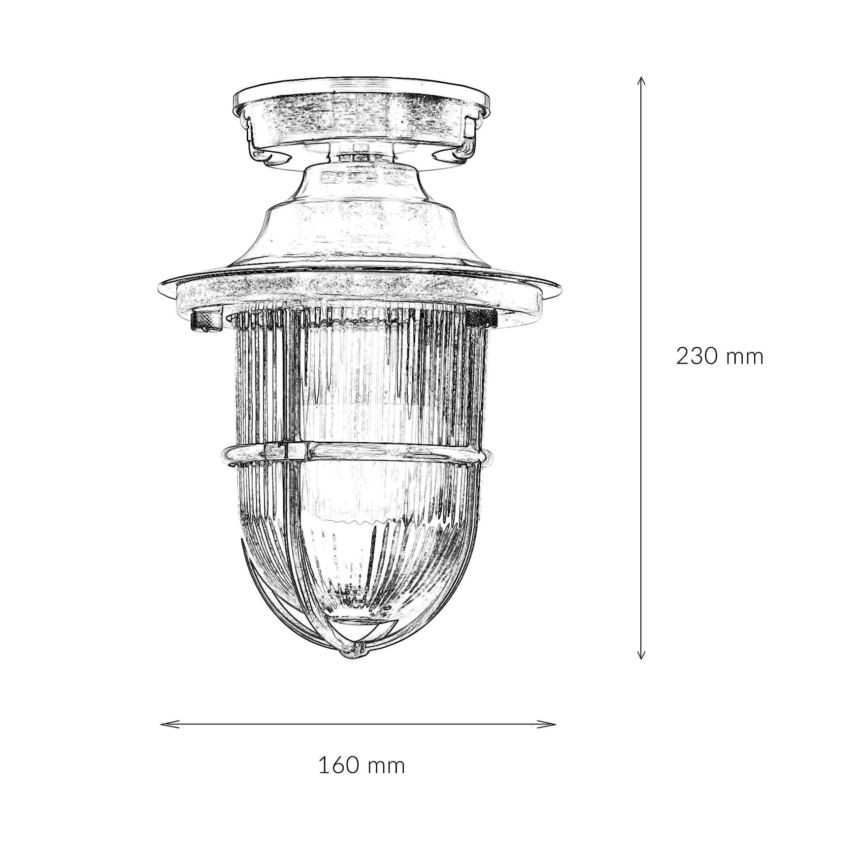 Deckenlampe Outdoor Echt-Messing Glas IP54 Maritim